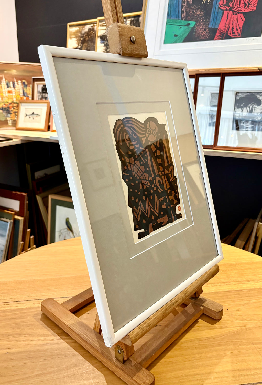 Mid Century Japanese print, 1960s reproduction, framed vintage art