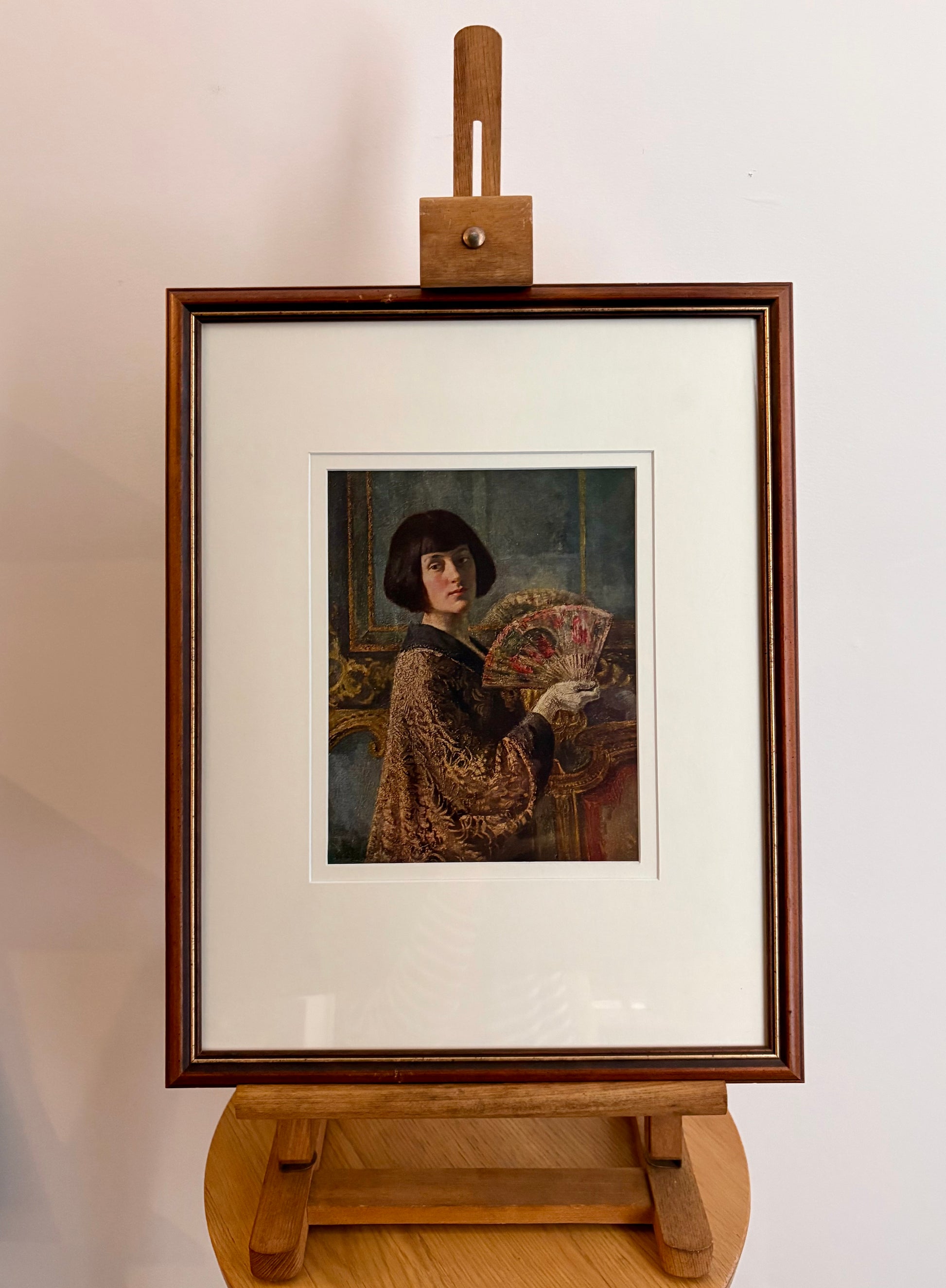Vintage print, Gerald Brockhurst, “The Fan”, framed art