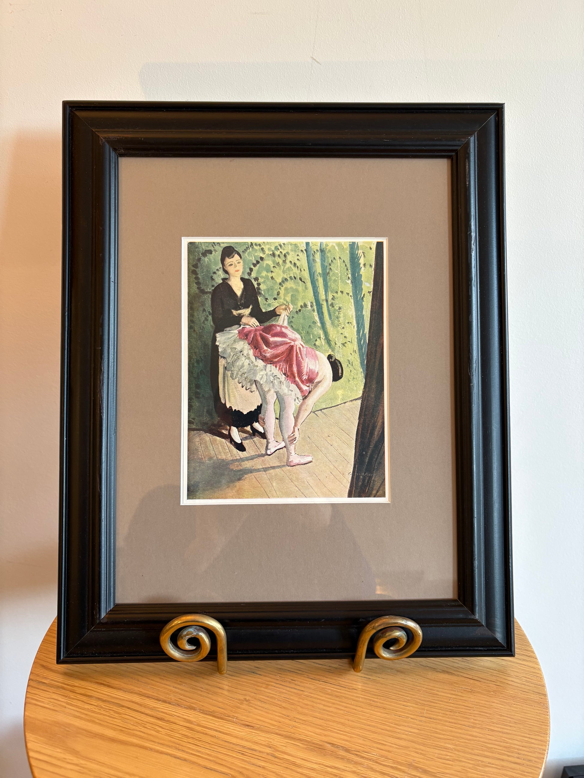1931 Vintage print, "in the Wings", Laura Knight, ballet dancer, framed art