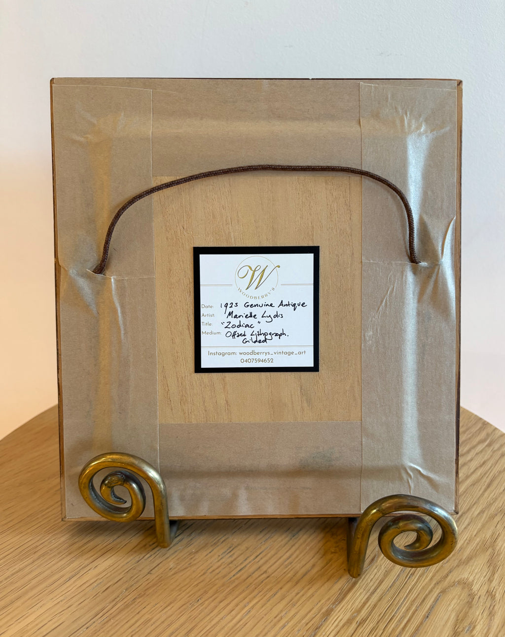 1925 Mariette Lydis gilded offset lithograph, “Zodiac”, mandala, framed art, antique