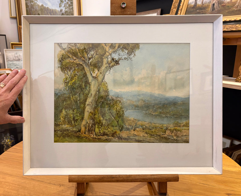 1960s original watercolour painting, Lionel David, Australian, vintage framed art
