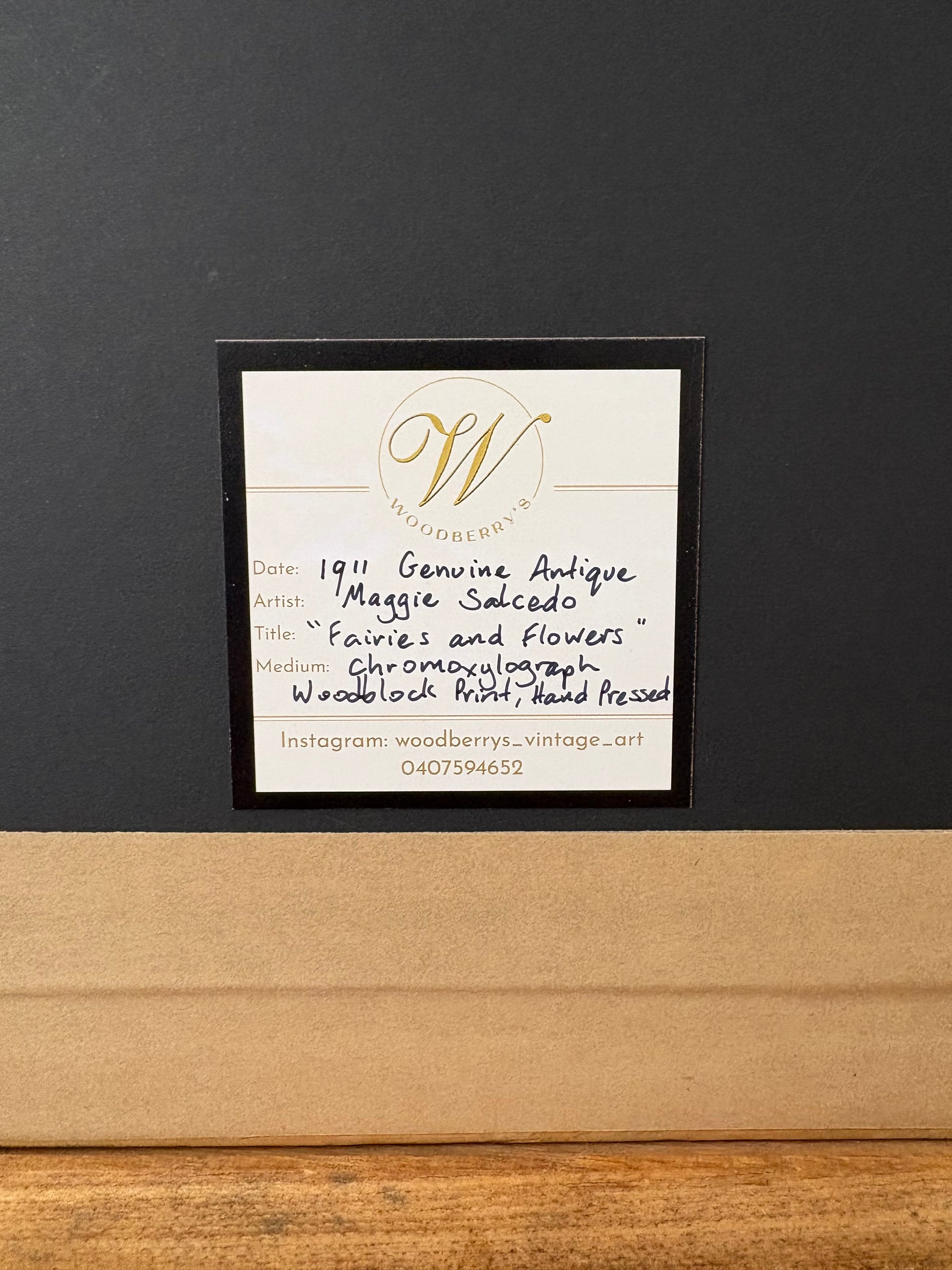 Rare original Art Deco woodblock print, 1911 antique, Maggie Salcedo, French framed art