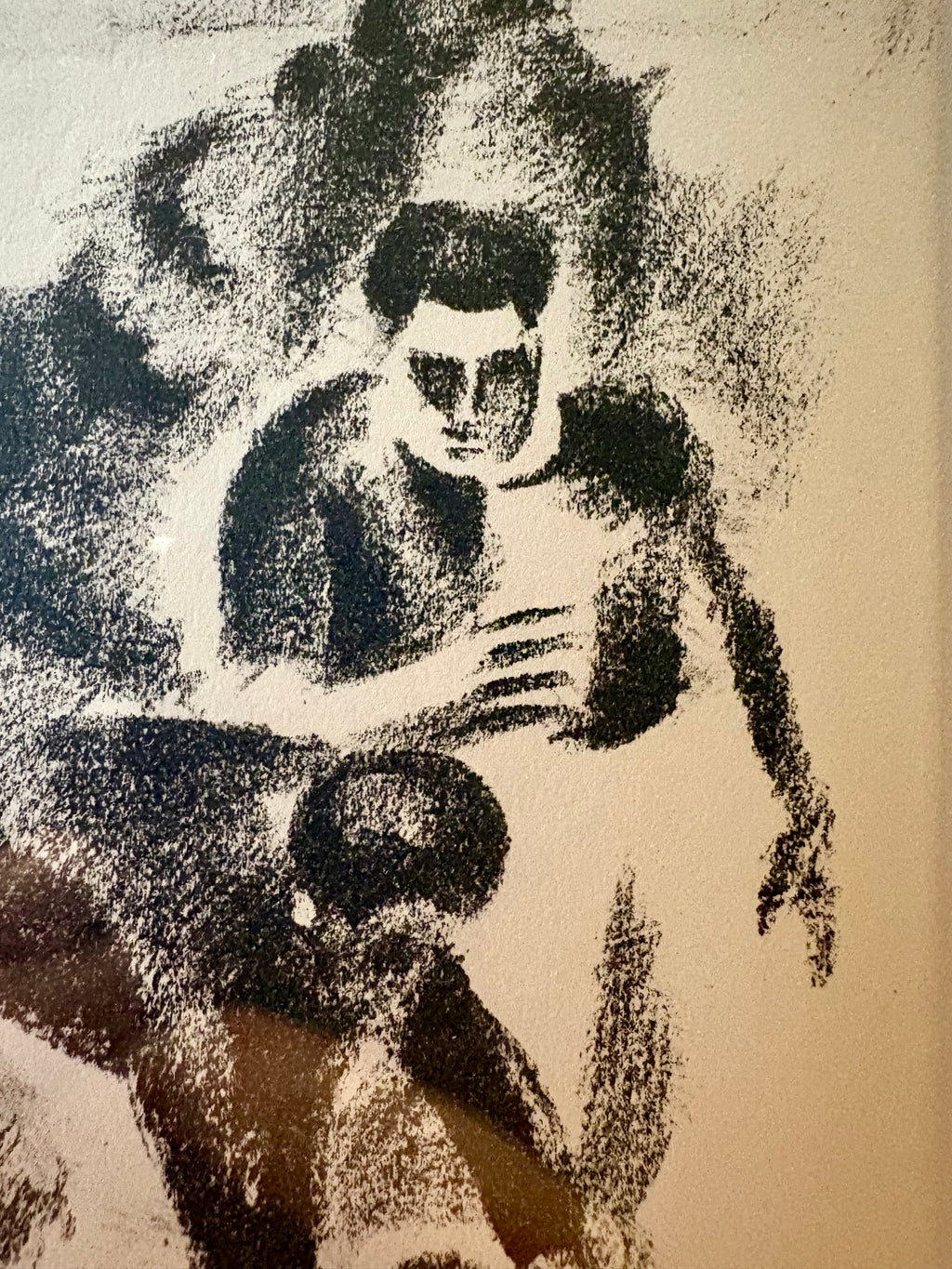 1928 antique lithographic print, football, Robert Delaunay, Paris, framed art