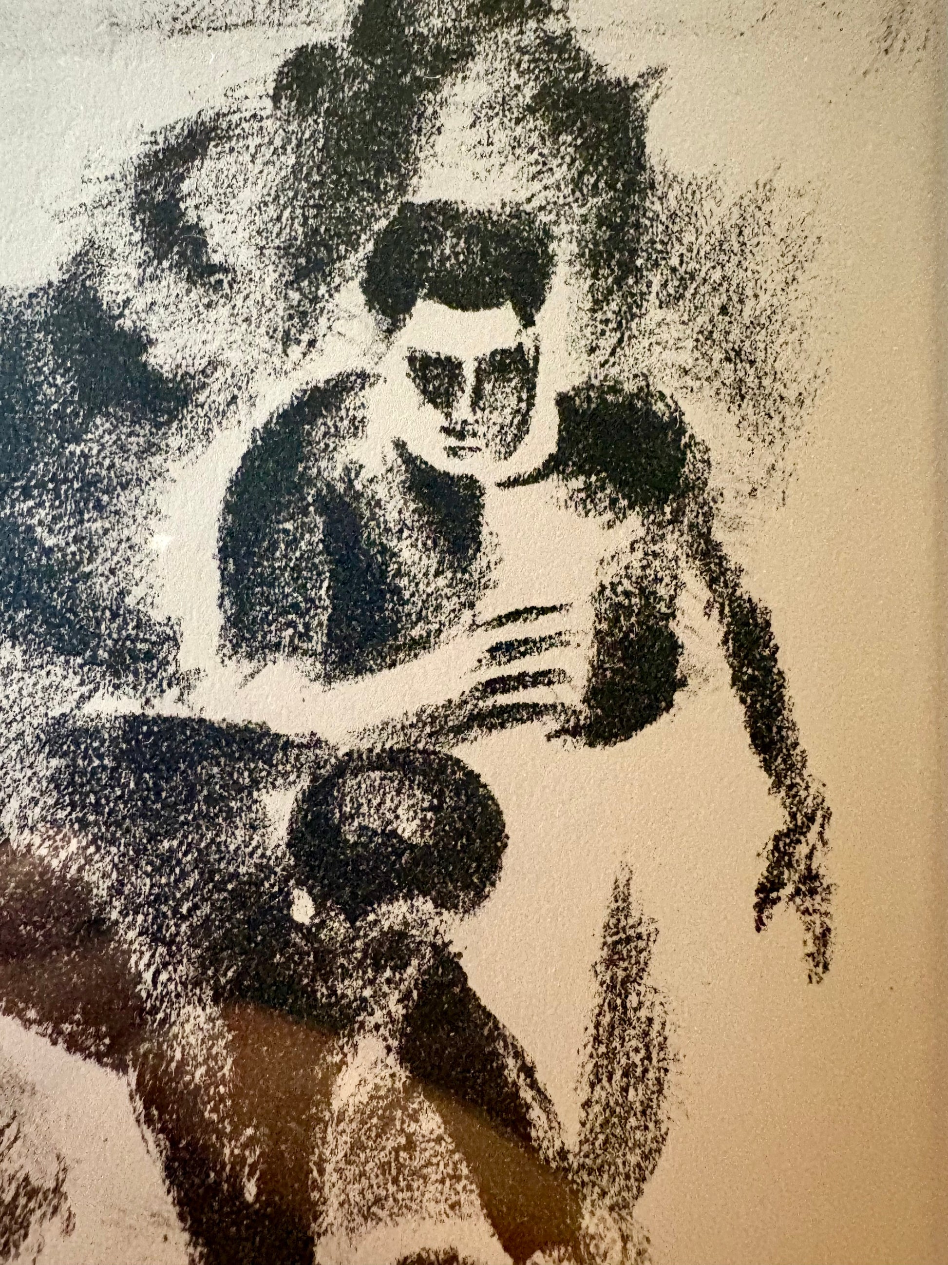 1928 antique lithographic print, football, Robert Delaunay, Paris, framed art