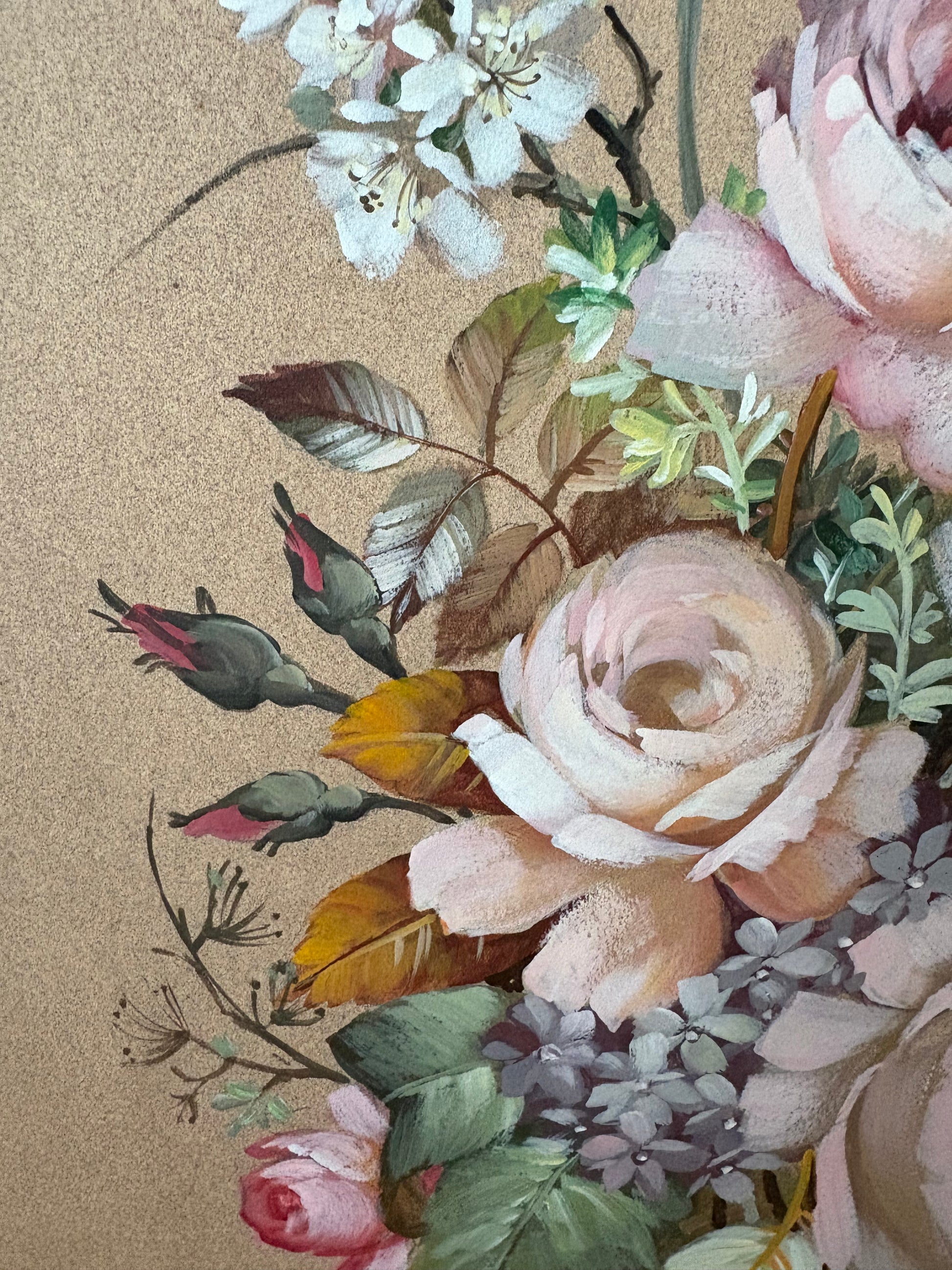 Pair of 1960s original watercolour paintings on board, “Floral Bouquet”, signed