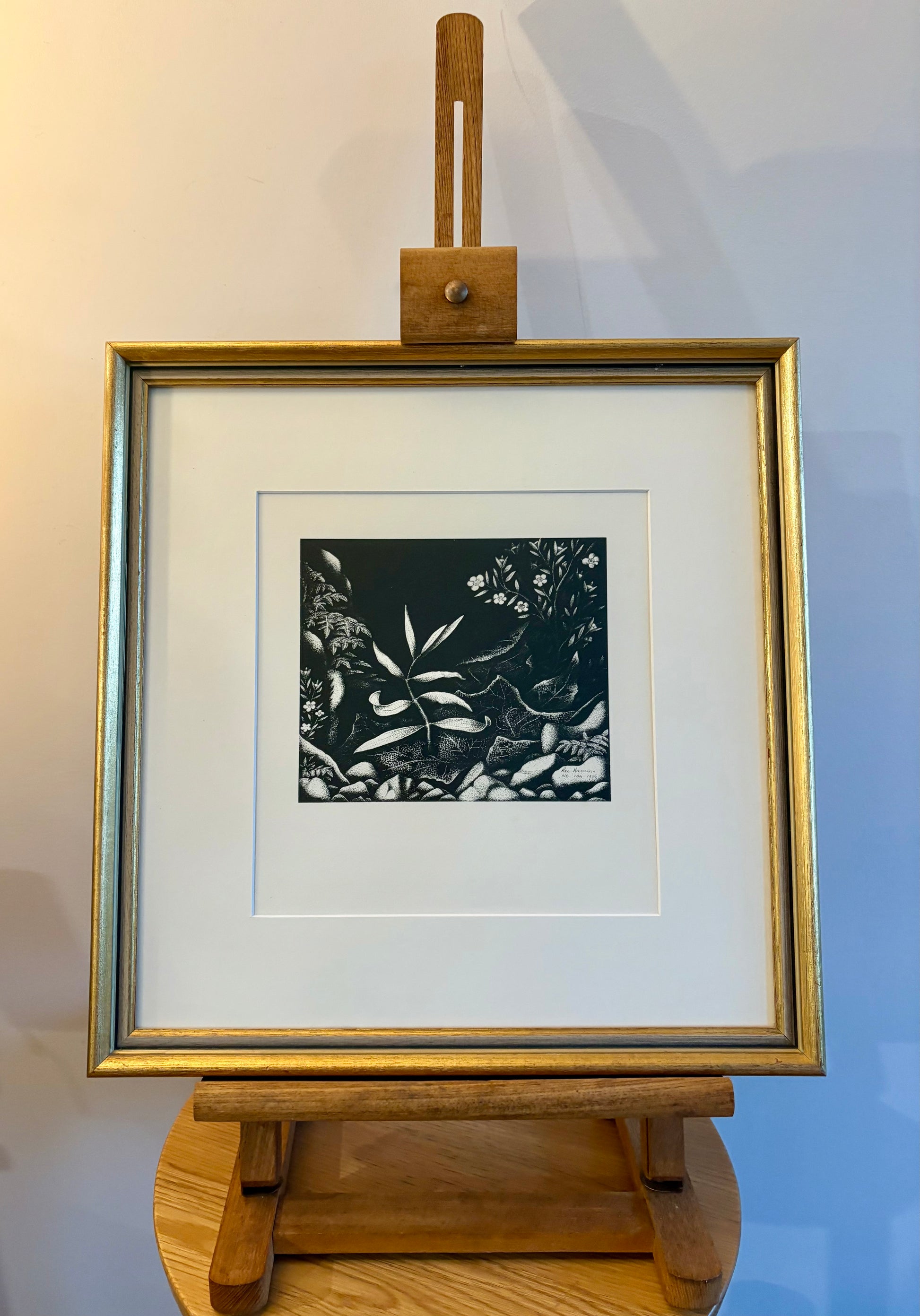 1977 Rei Hamon lithographic print, "Forest Prince (Kauri)", New Zealand, framed art