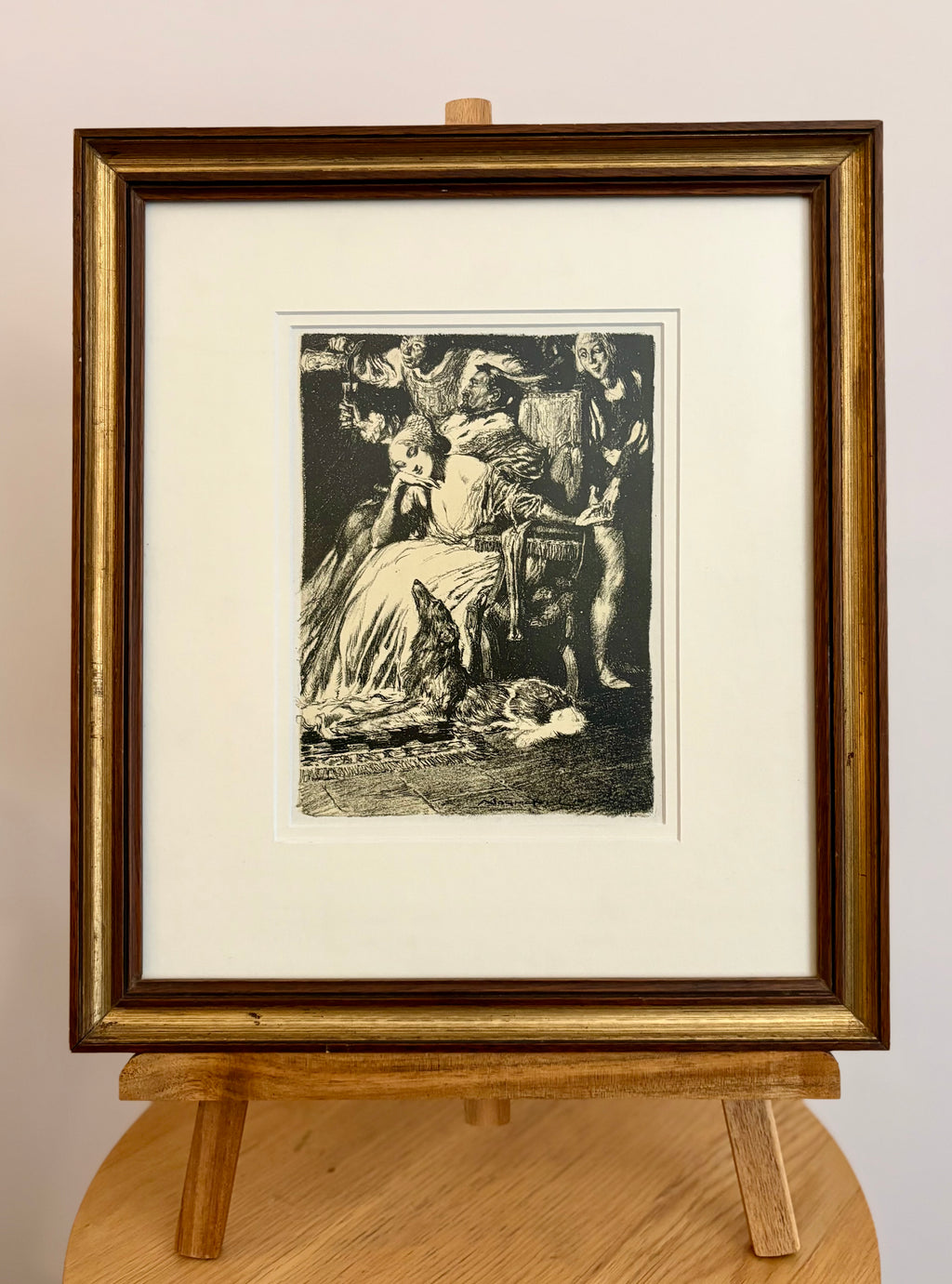 1909 Norman Lindsay lithograph, "Satyrs and Sunlight”, framed antique art