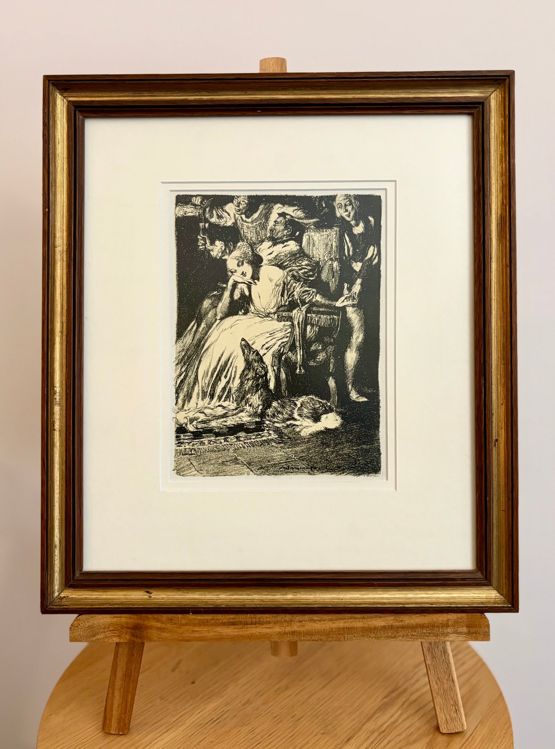 1909 Norman Lindsay lithograph, "Satyrs and Sunlight”, framed antique art