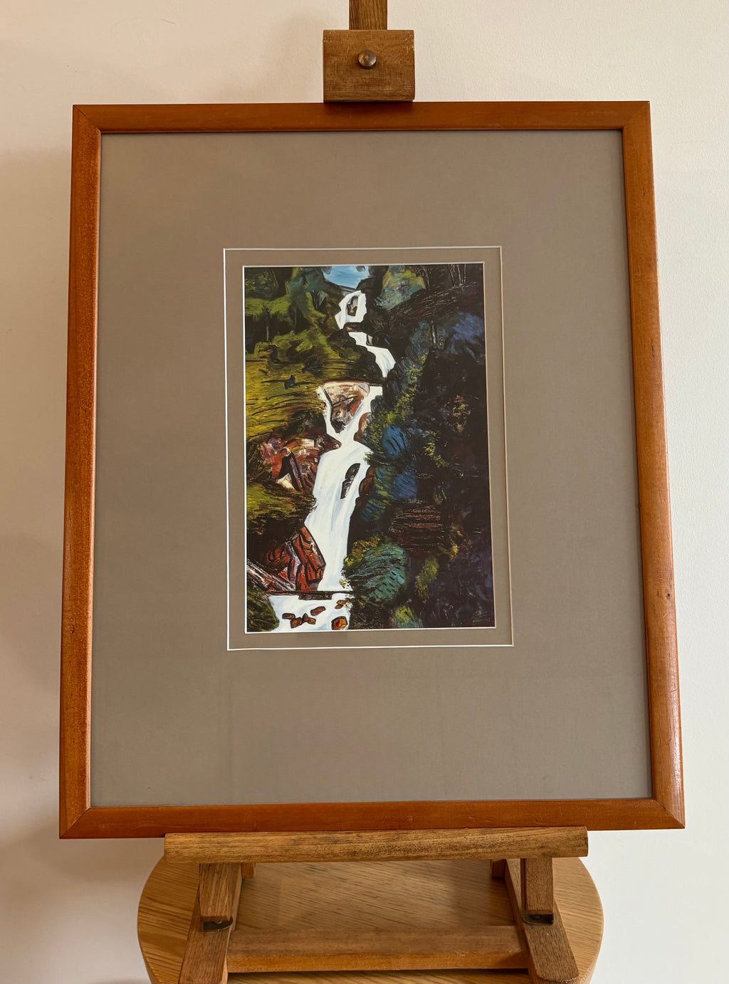 Framed Australian landscape print, Jeffrey Makin, waterfall painting, wall art