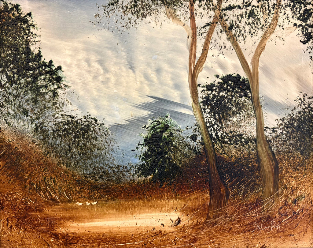 Original vintage Jim Crofts landscape painting, framed Australian art