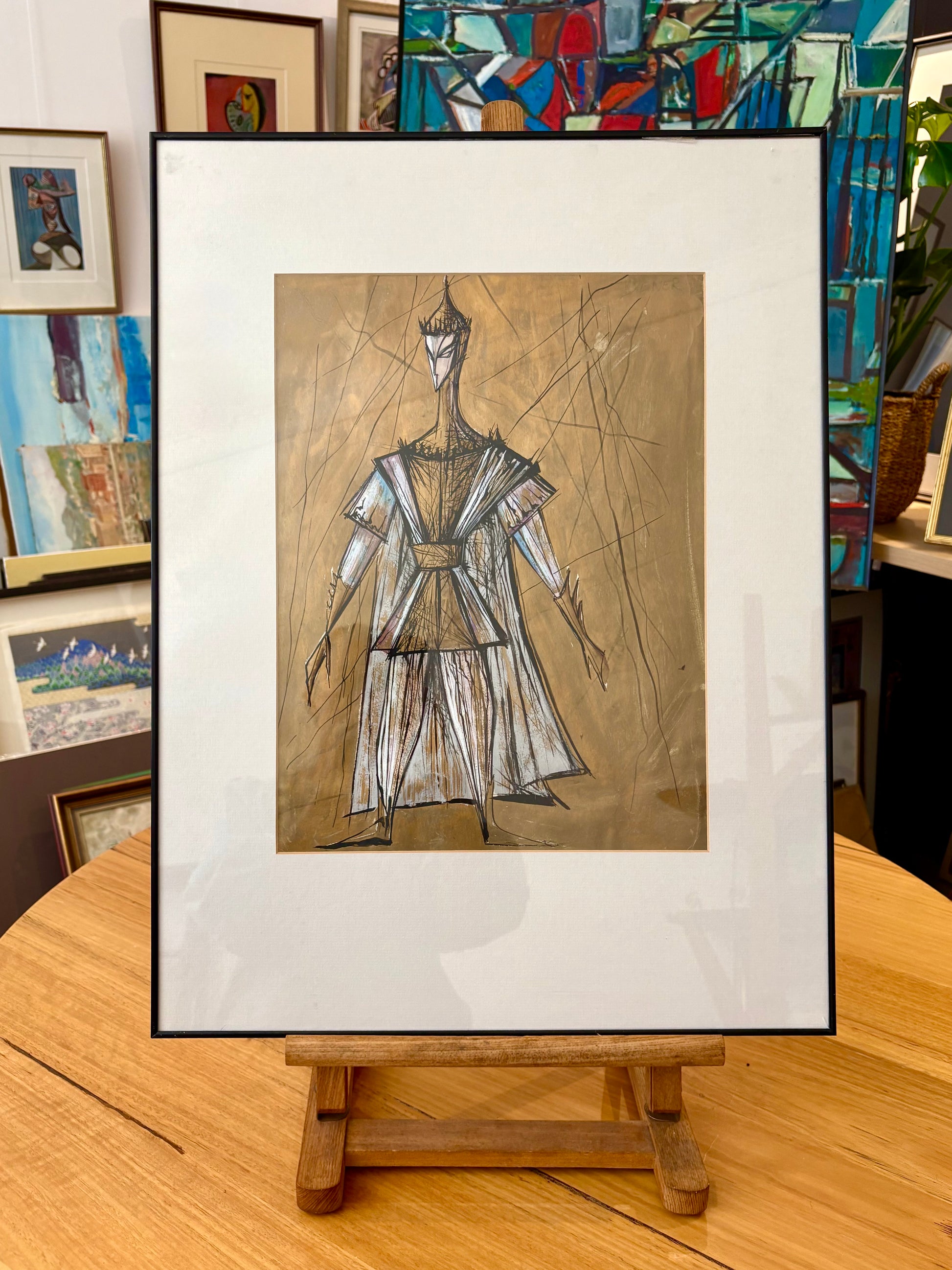 Mid Century original costume design painting, Shakespeare, German, framed art