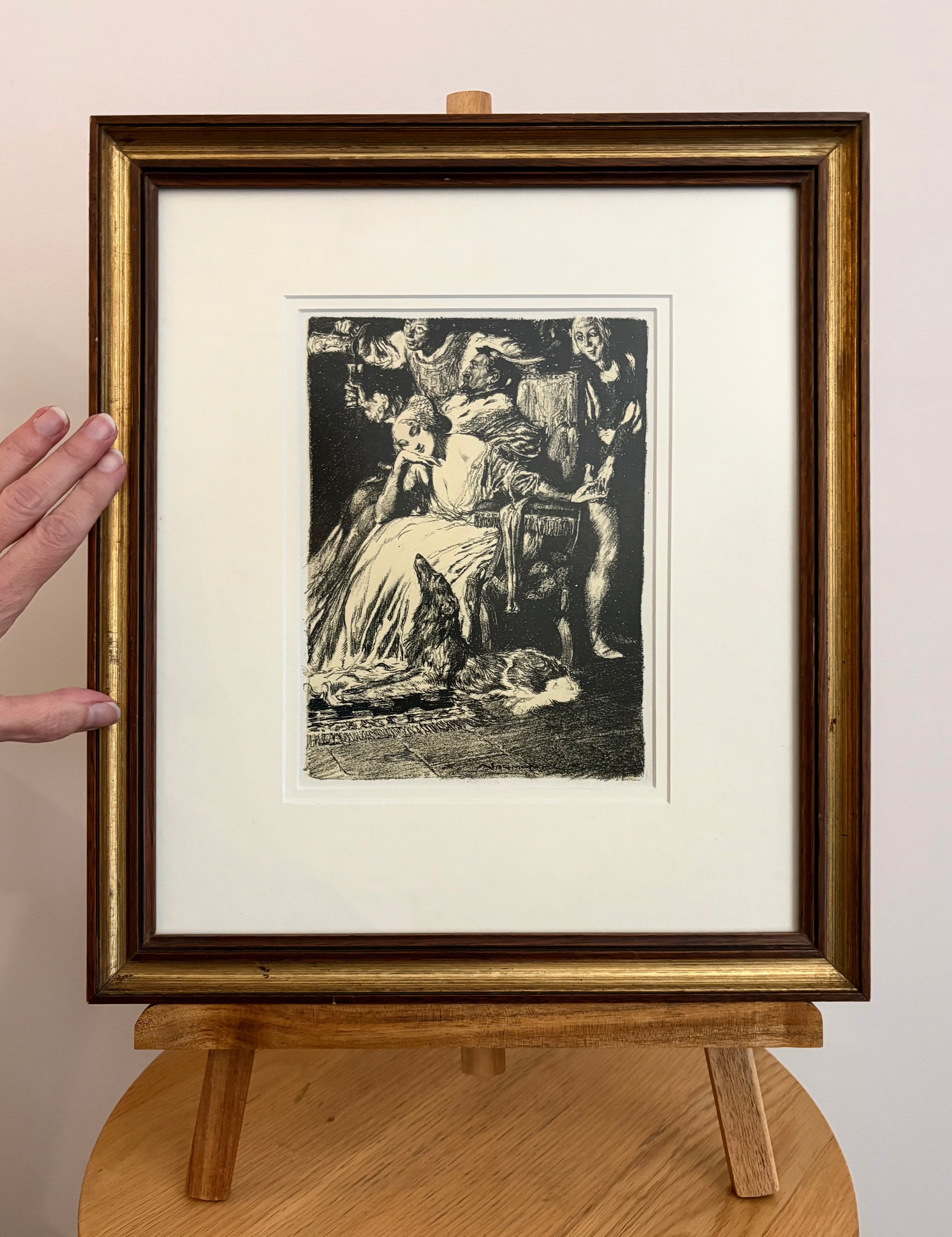 1909 Norman Lindsay lithograph, "Satyrs and Sunlight”, framed antique art