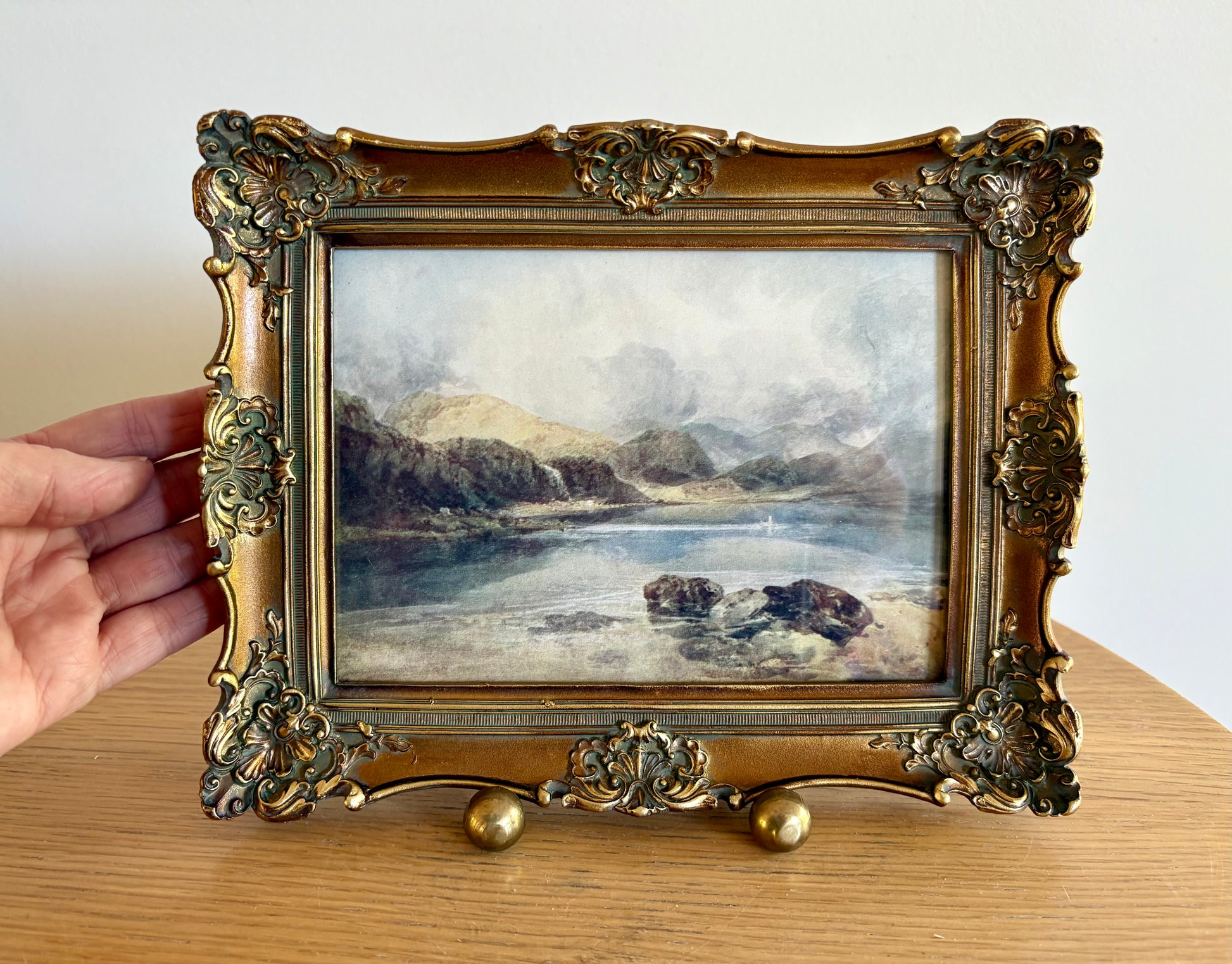 1907 JMW Turner print, “Derwentwater”, antique colour offset print, gilt frame