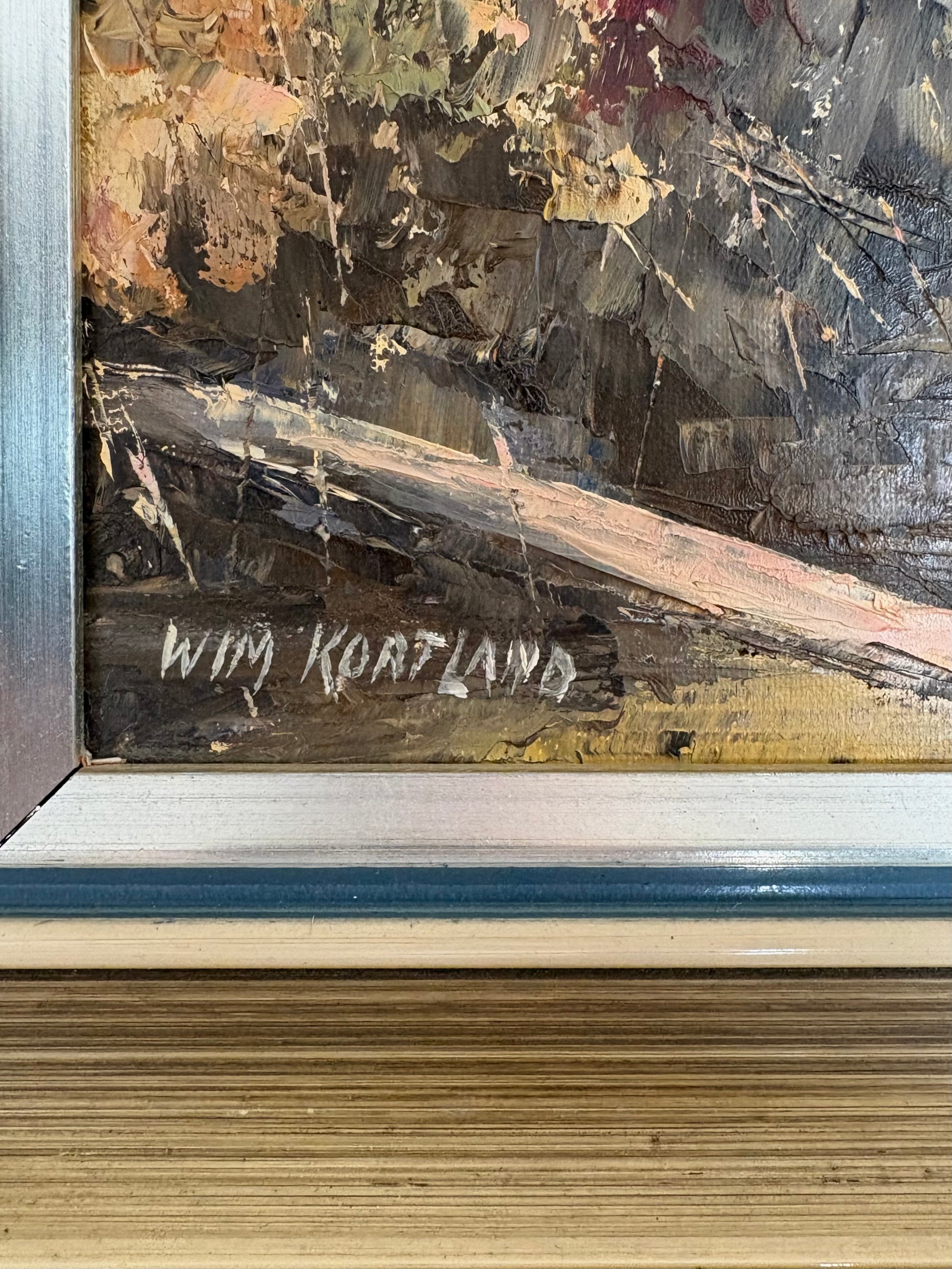 Vintage 1970s original oil painting, Wim Kortland, Australian landscape artwork