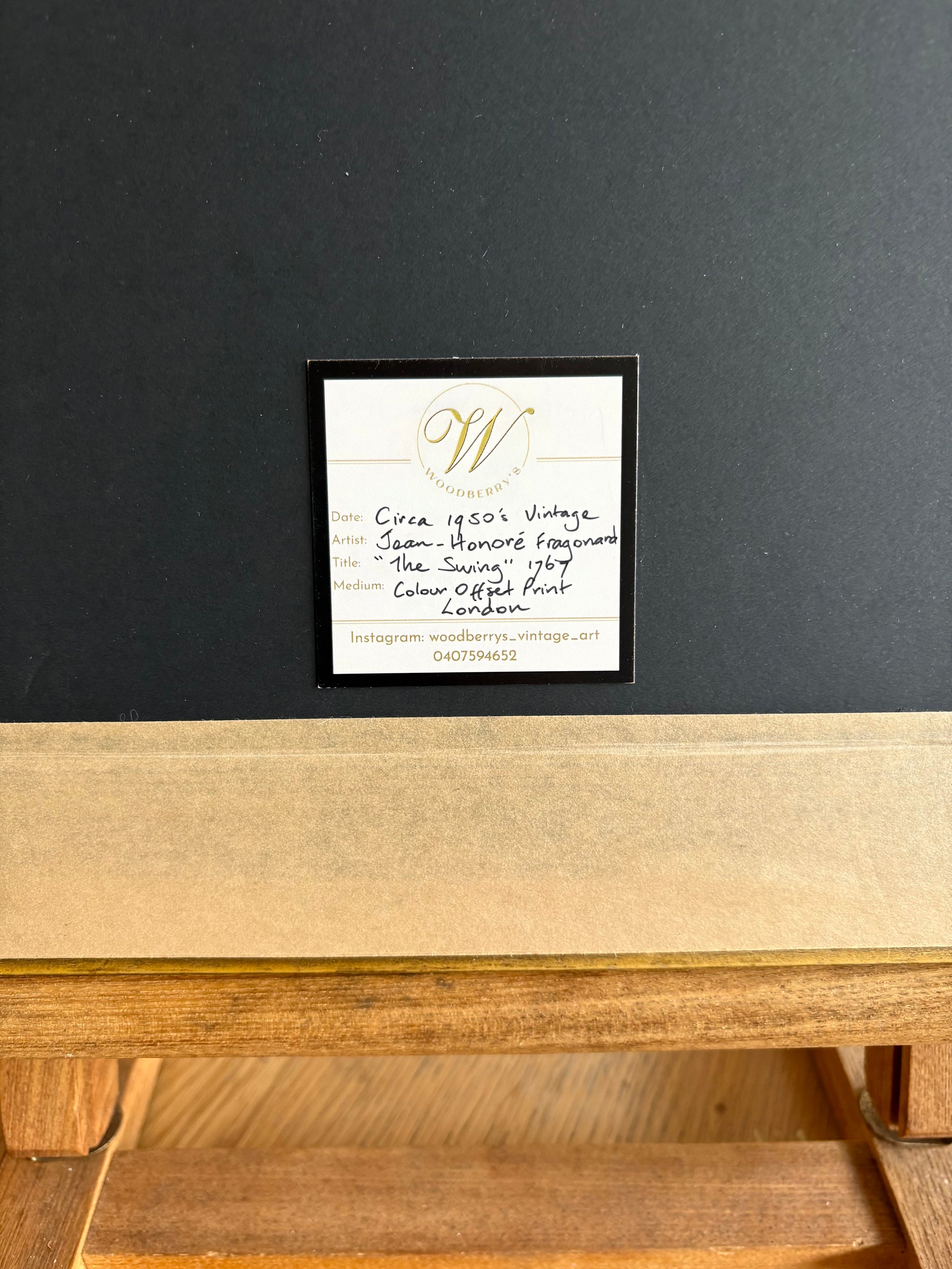 1950s vintage print, “The Swing”, after “Jean-Honoré Fragonard, Rococo framed art