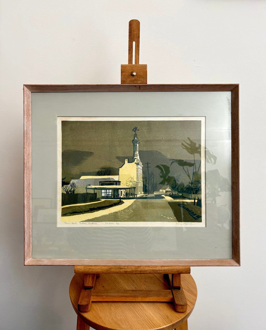 Mid Century original colour lino print, limited edition, Talbot Vic, Kenneth Jack, framed art