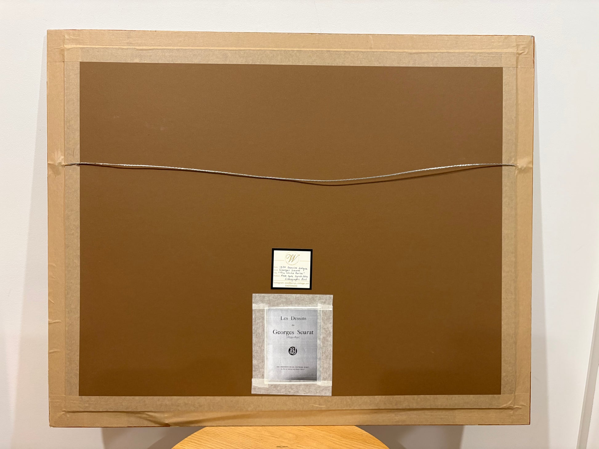 1928 Rare antique print, French, Seurat, drawing folio, framed art, portrait, horse