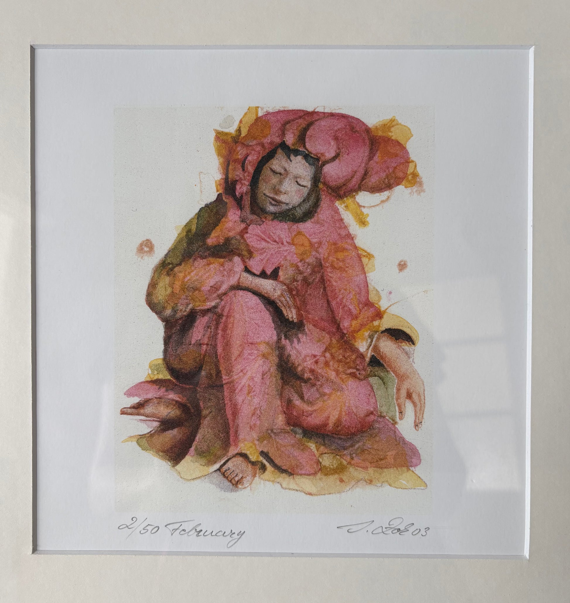 Limited edition 2/50 original artist’s lithographic print, vintage framed art