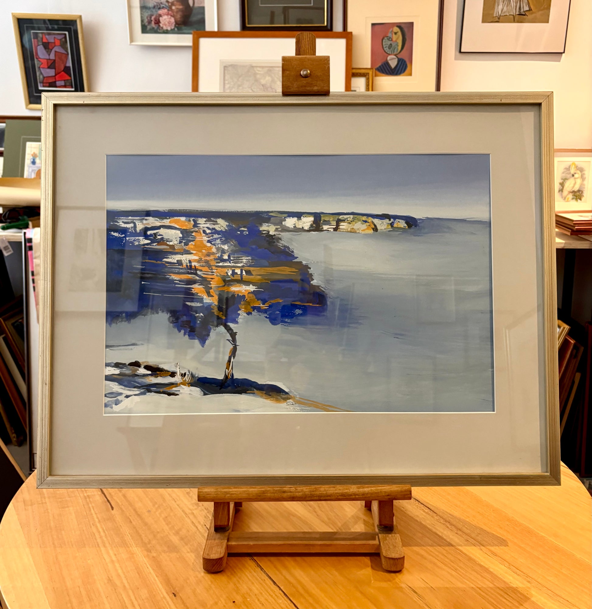 Original painting, signed, Impressionist, Australian landscape, coastal, framed vintage art