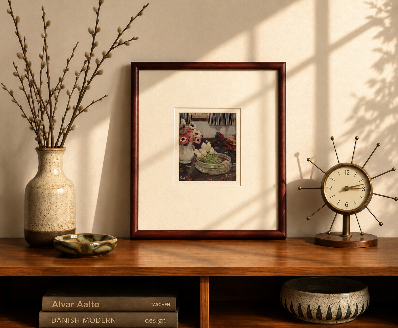 1920s Margaret Preston print, genuine antique, miniature, framed artwork, Australian, flowers