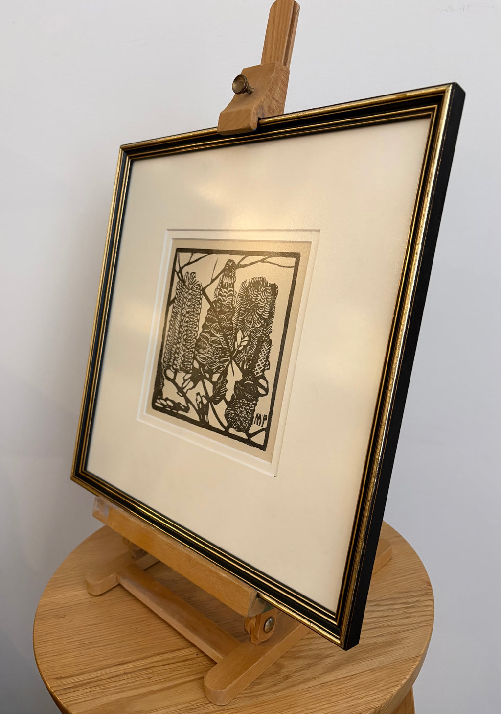 1932 Original Margaret Preston woodblock print, “Banksia”, framed antique vintage art