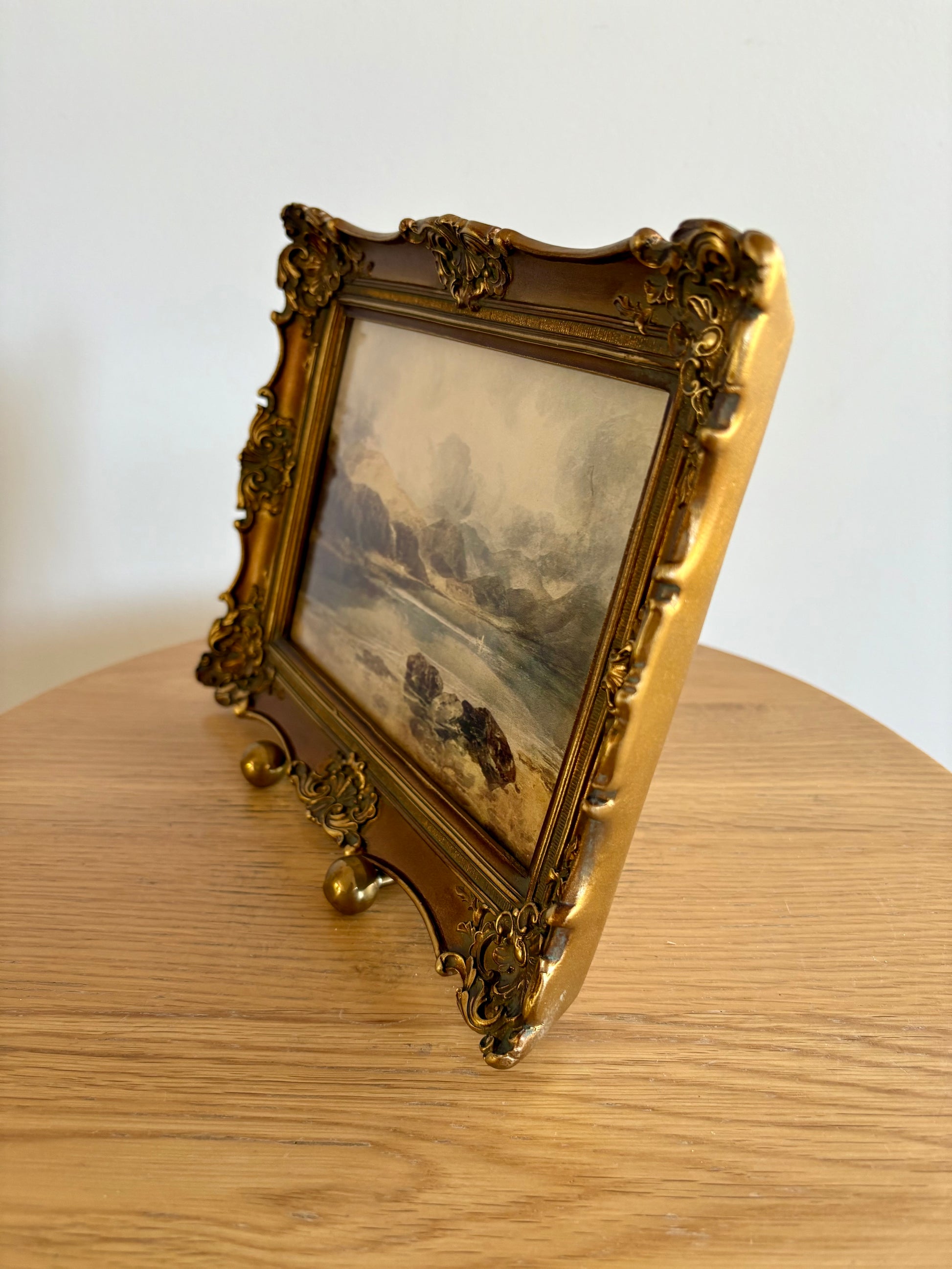 1907 JMW Turner print, “Derwentwater”, antique colour offset print, gilt frame