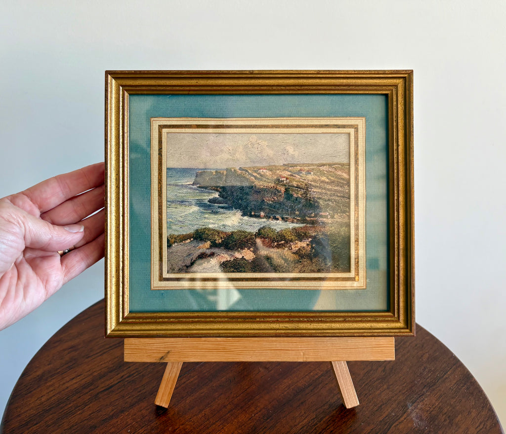 Antique miniature Australian landscape print, “Bronte Headland”, framed art