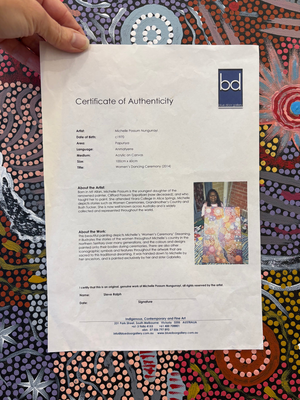 Original Aboriginal Painting, Michelle Possum, “Women’s Ceremony”