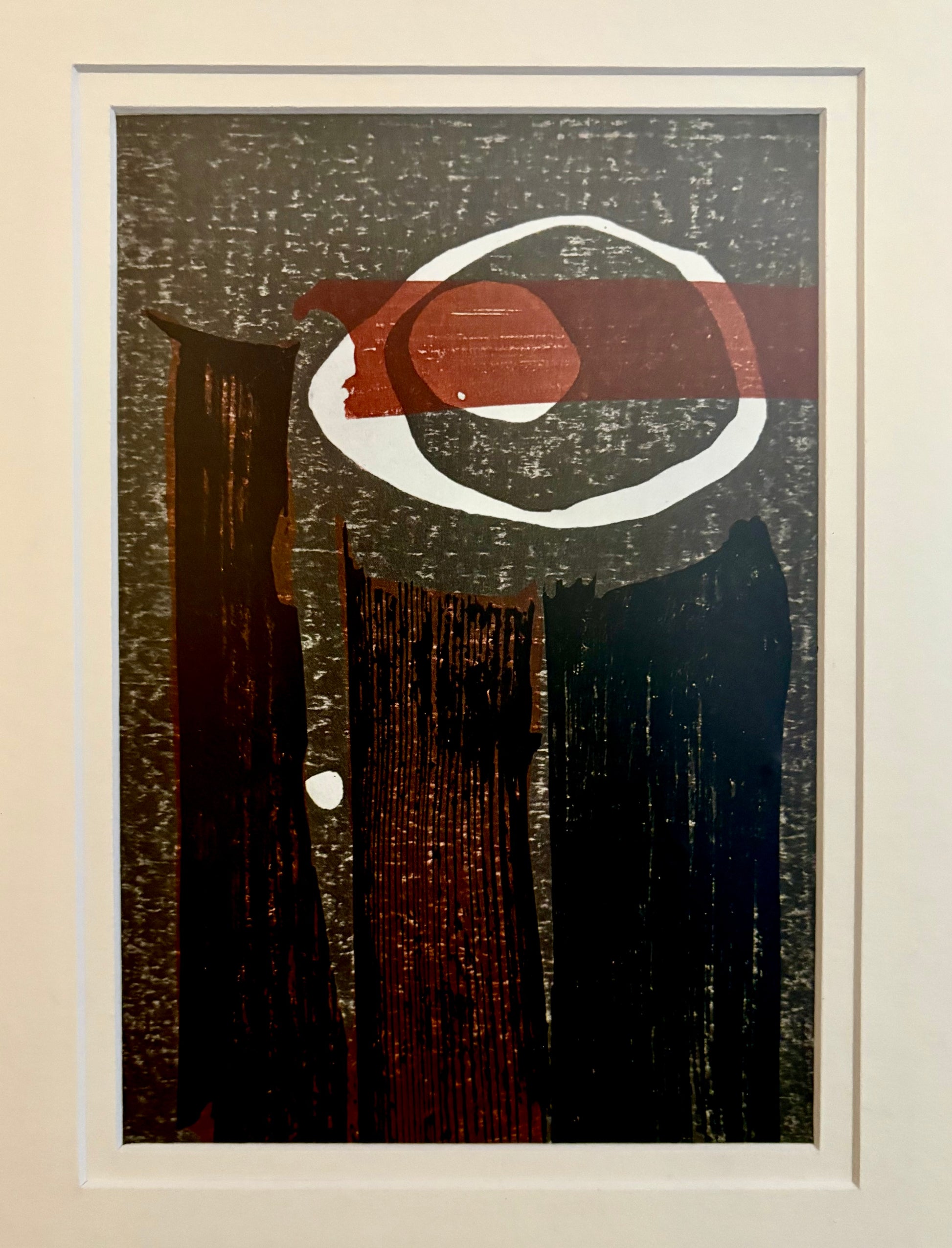 Mid Century Japanese print, 1960s reproduction, framed vintage art