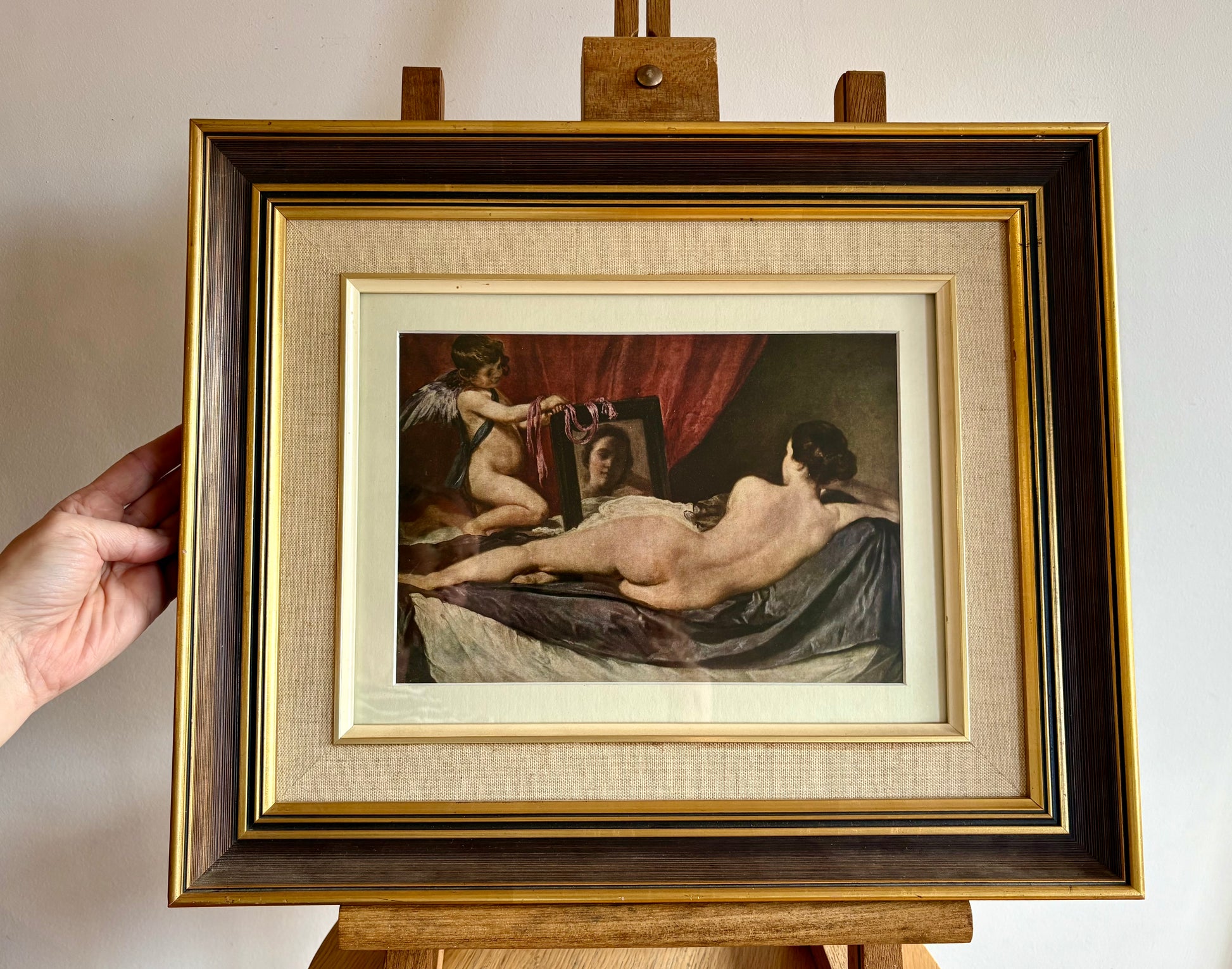 Vintage print “Venus”, Cupid, Diego Velázquez, framed vintage art