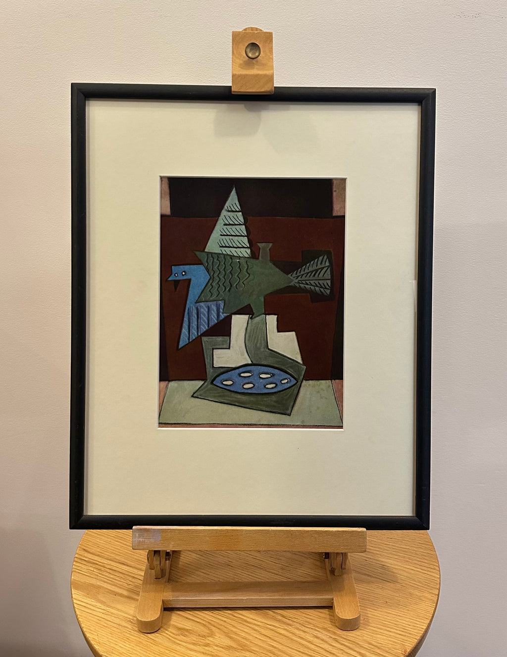 Vintage Juan Gris print, bird, framed art, Cubism
