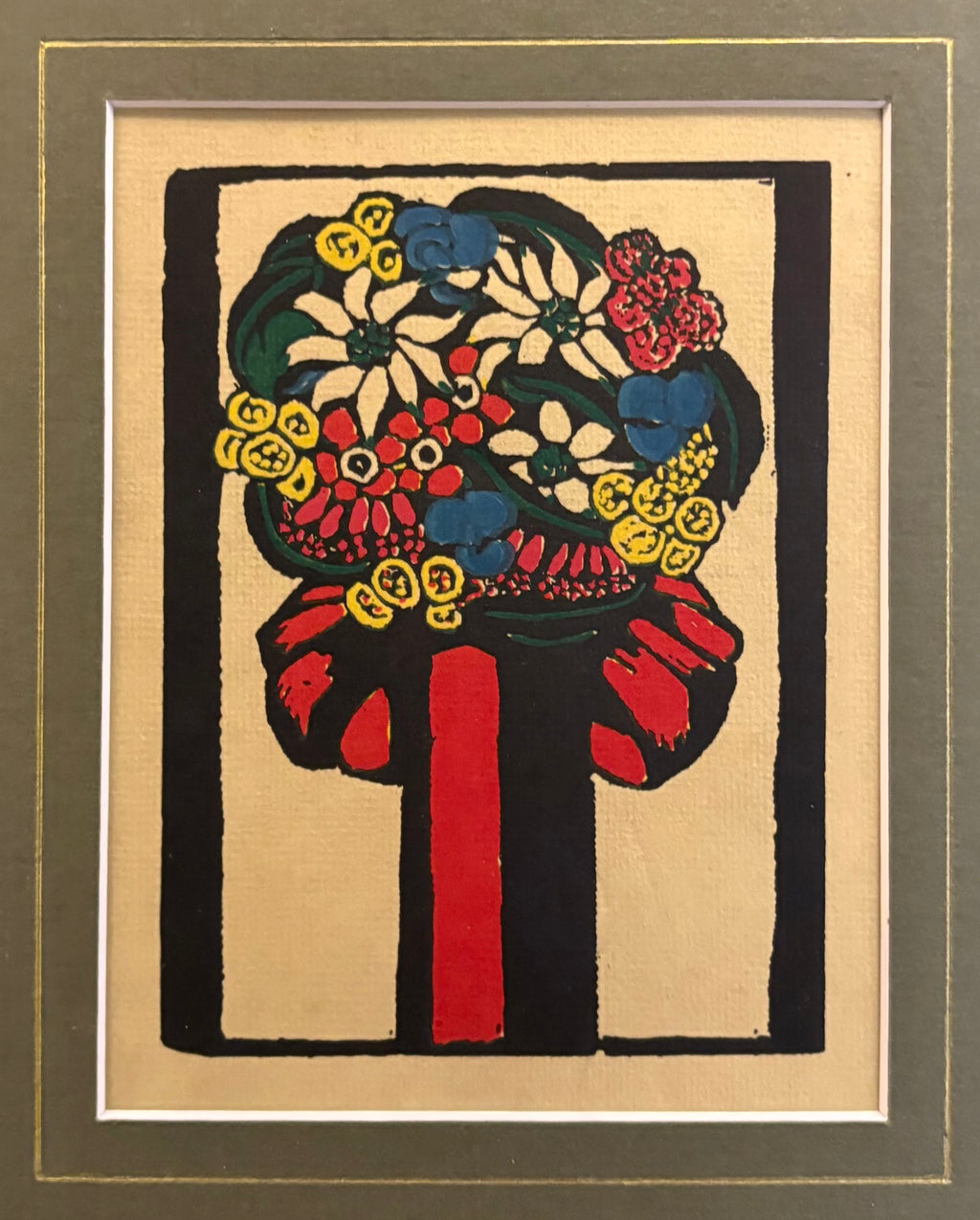 1927 Margaret Preston print, Red Bow, genuine antique, framed artwork