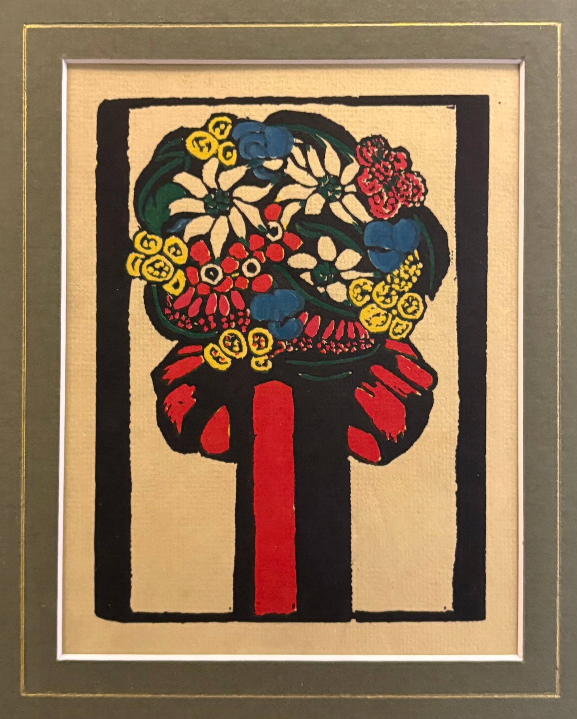 1927 Margaret Preston print, Red Bow, genuine antique, framed artwork
