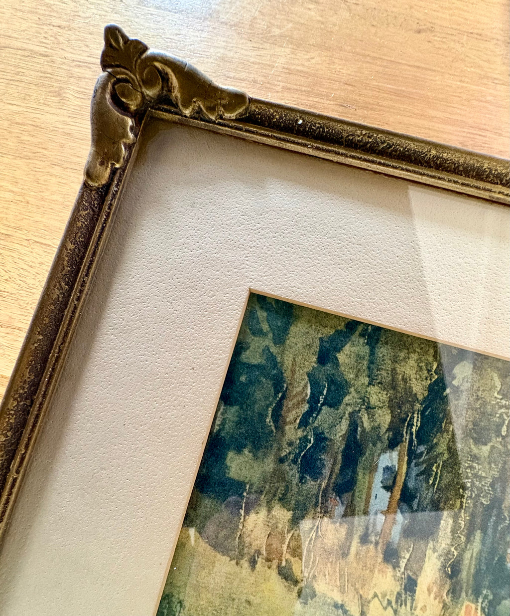 Mid Century print, cottage, Harold Power, gilt frame