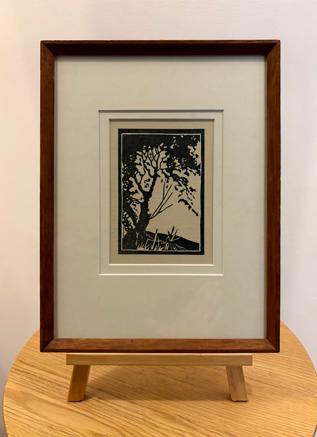 1930s Original lino print, Marjorie Wood, linocut, framed antique art