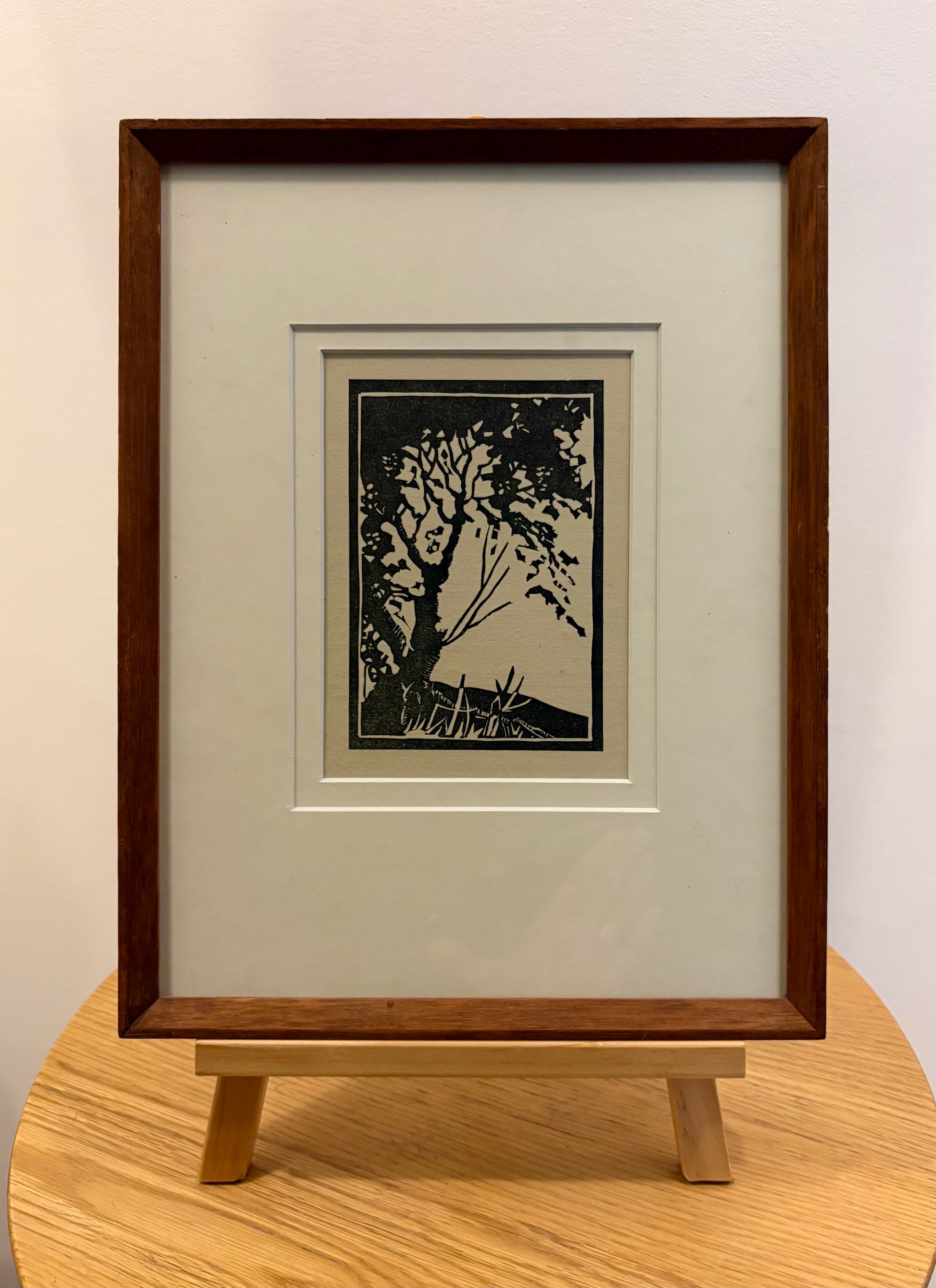 1930s Original lino print, Marjorie Wood, linocut, framed antique art