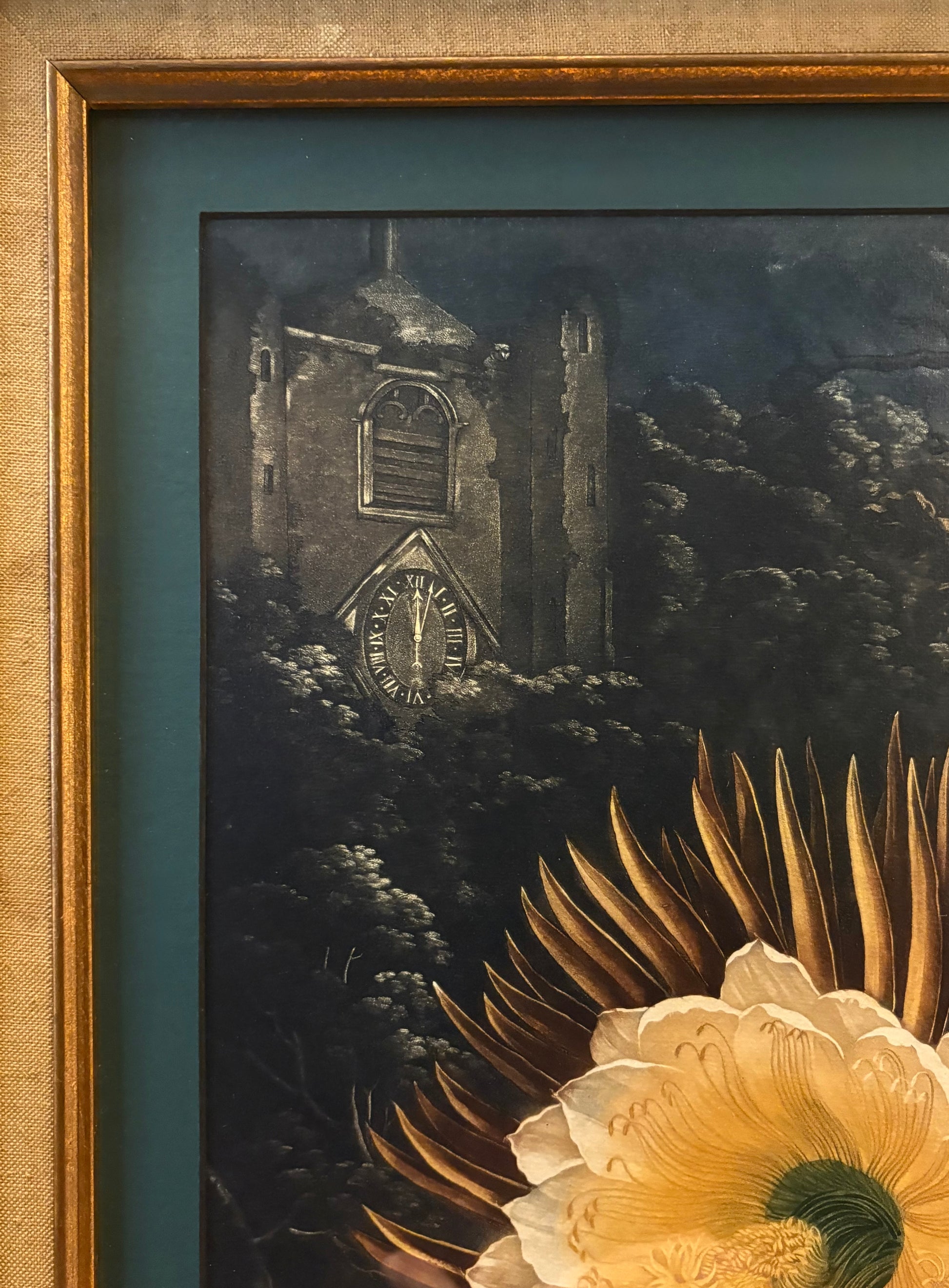 Gilt framed large high quality Temple of Flora print, Robert Thornton, framed art