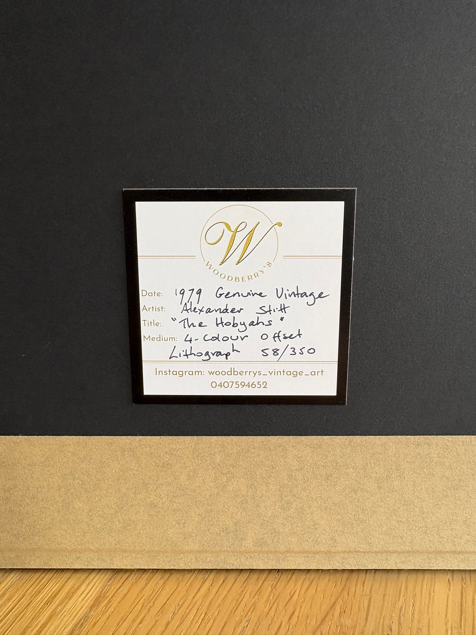 1979 Alexander Stitt limited edition lithographic print 58/350, dog, framed vintage art