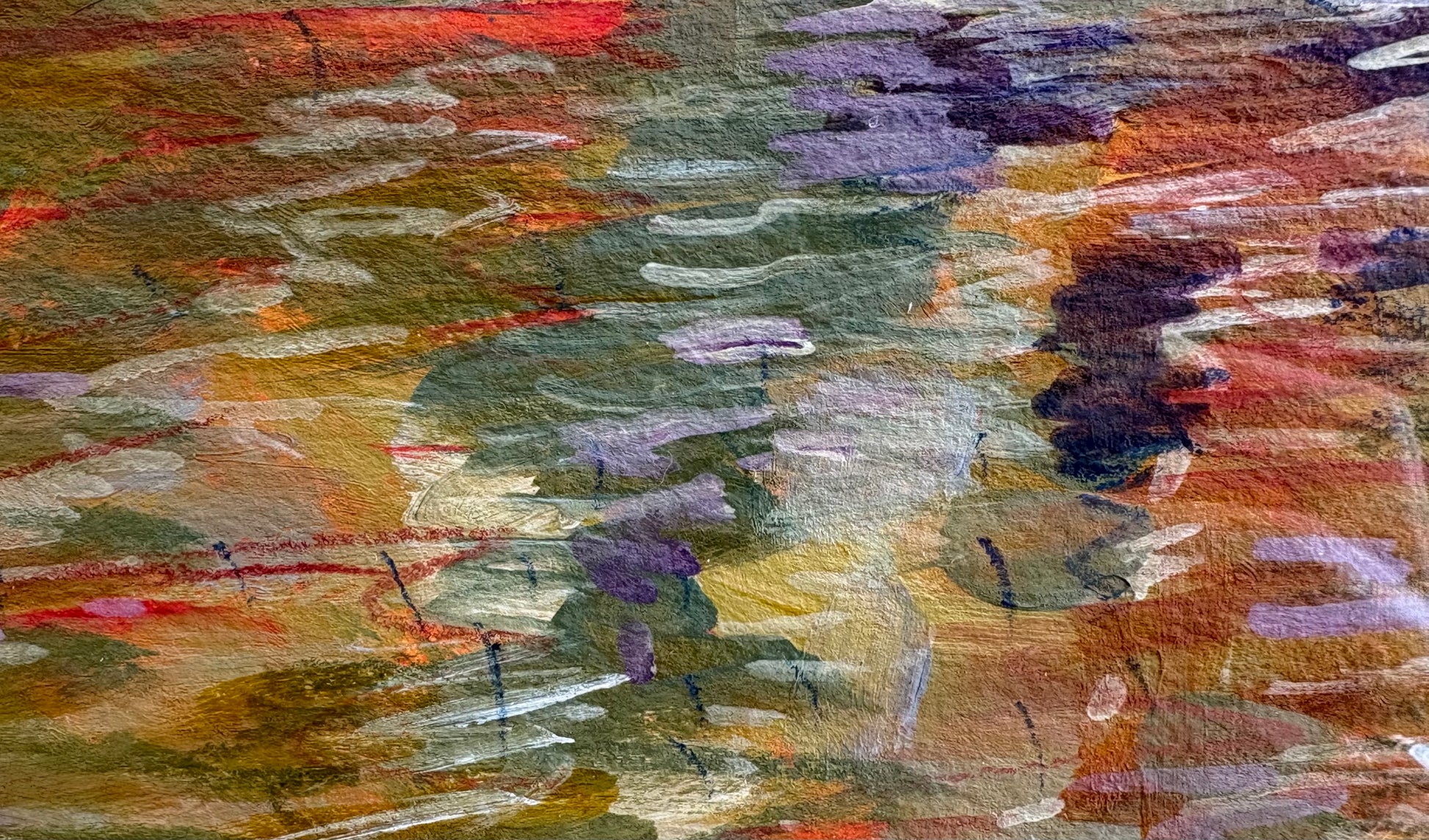 Original pair of mixed media paintings, Judy Mylonas, framed art