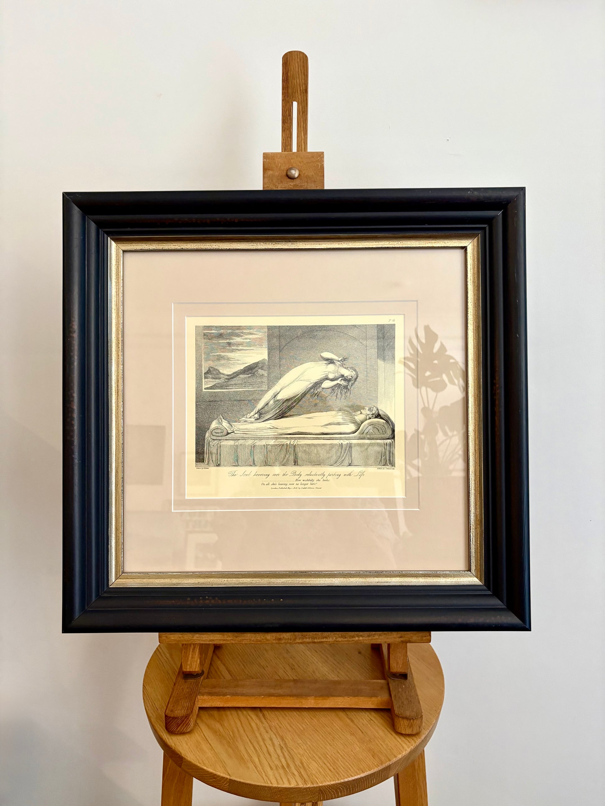 Vintage William Blake engraving, The Grave, framed artwork, "The Soul", gothic wall art