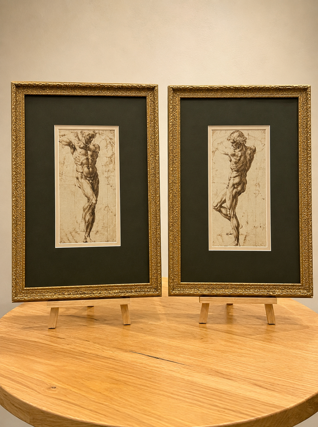 1938 Michelangelo Photogravure print, framed vintage art, French