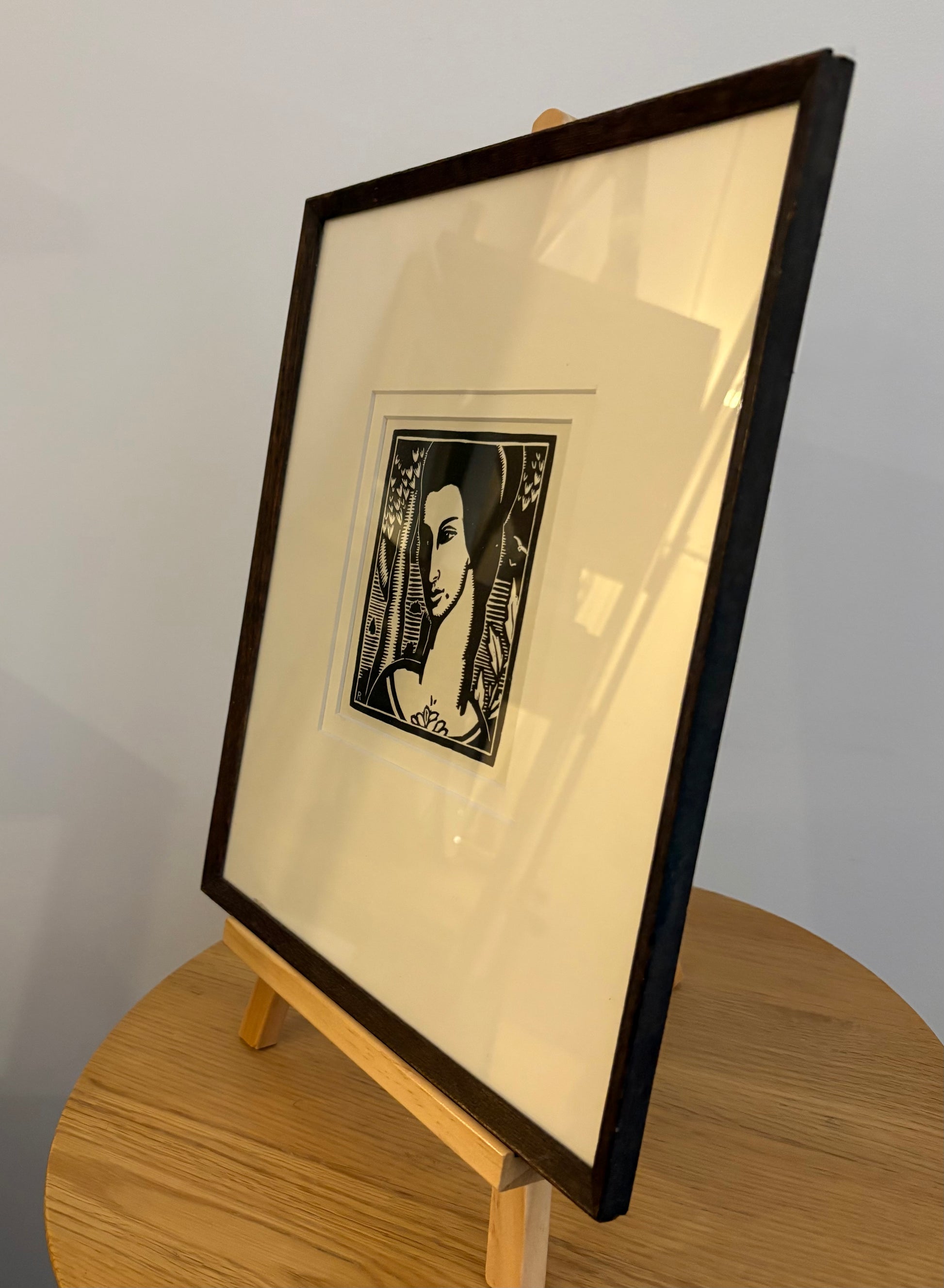 1934 Antique Art Deco print, Rex Wood, after the linocut, framed vintage art