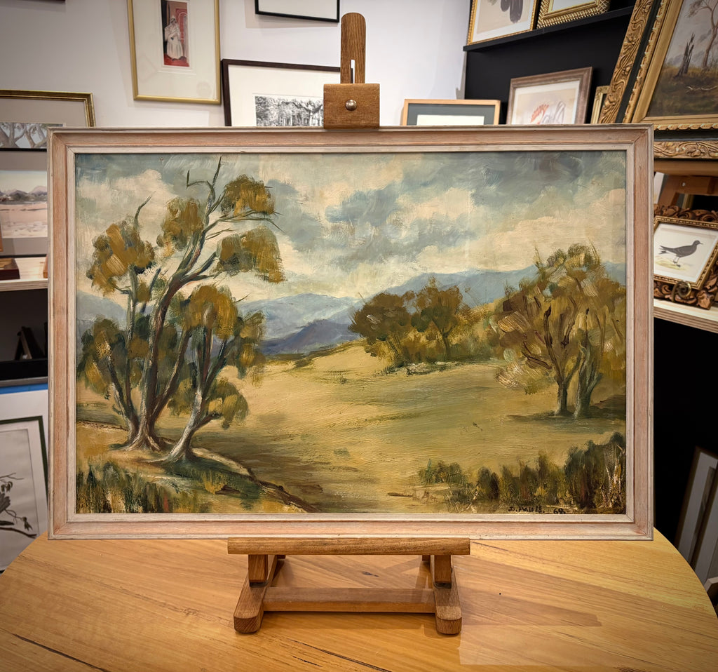 Mid Century original Australian landscape painting, signed framed artwork