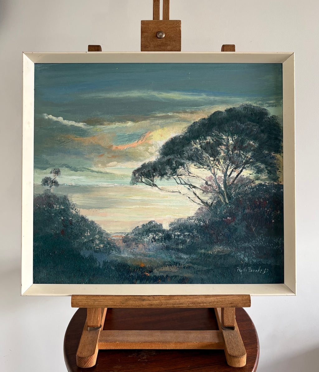 1960s original mid century oil painting, signed, Australian landscape