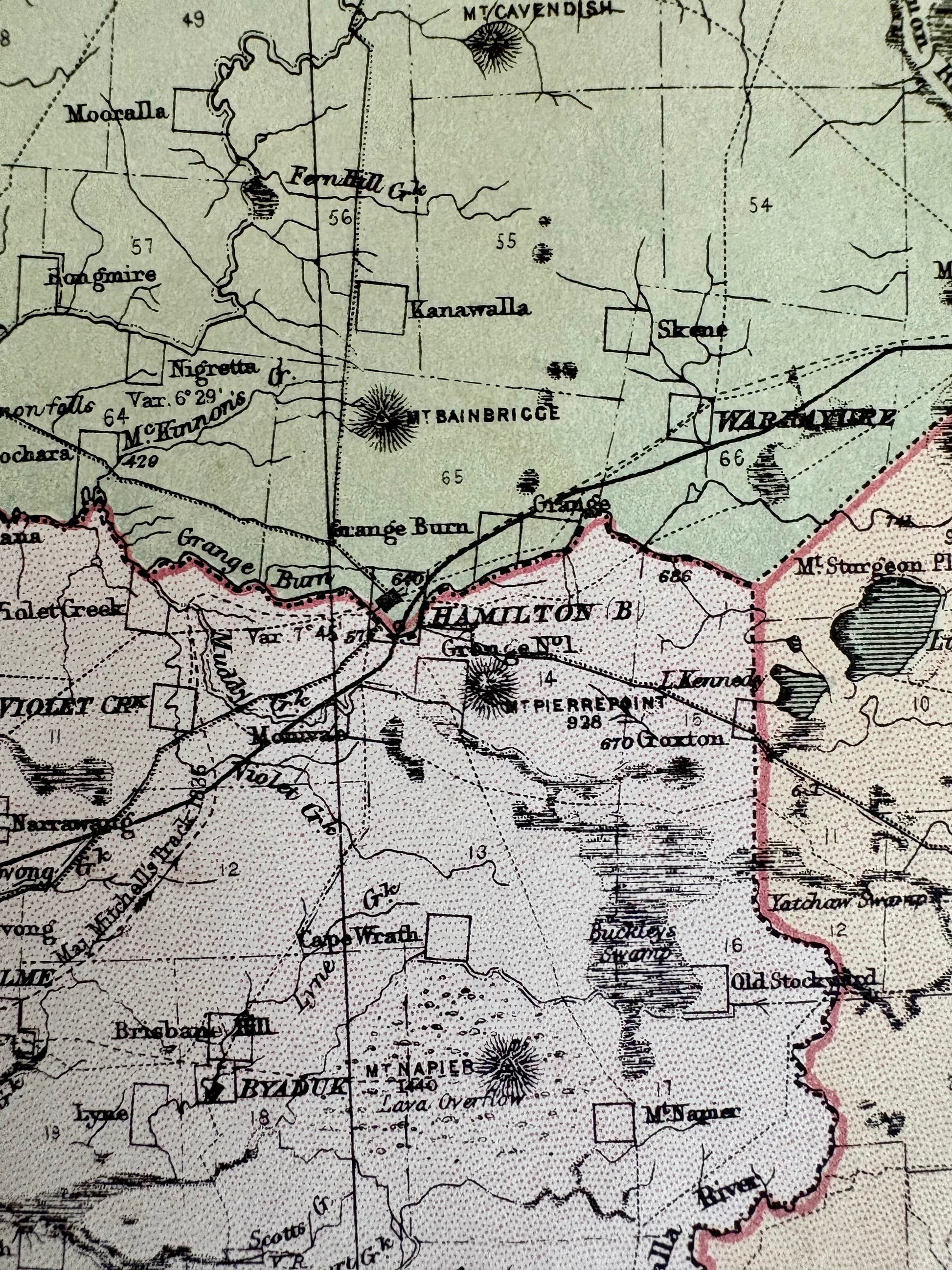 1886 genuine antique large map of Victoria, John Sands, Counties