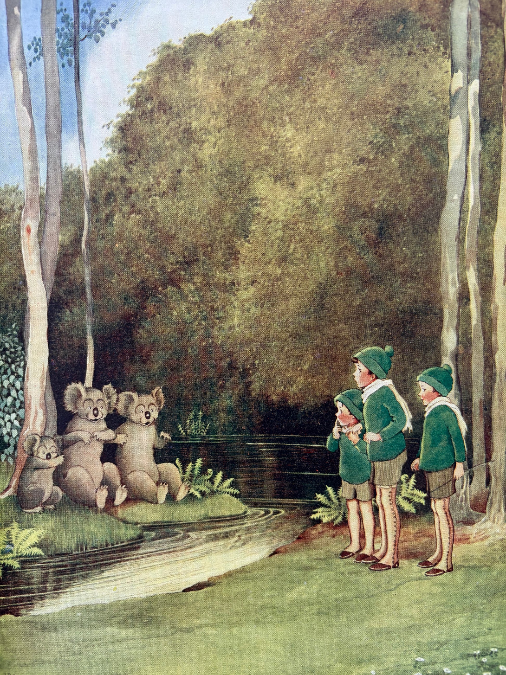 1931 Authentic antique Ida Rentoul Outhwaite print "Fairyland", 1st Edition UK, koalas, elves