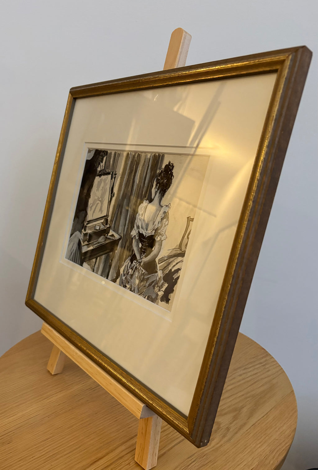 1940s original black and white illustration, Steven Spurrier, framed vintage art