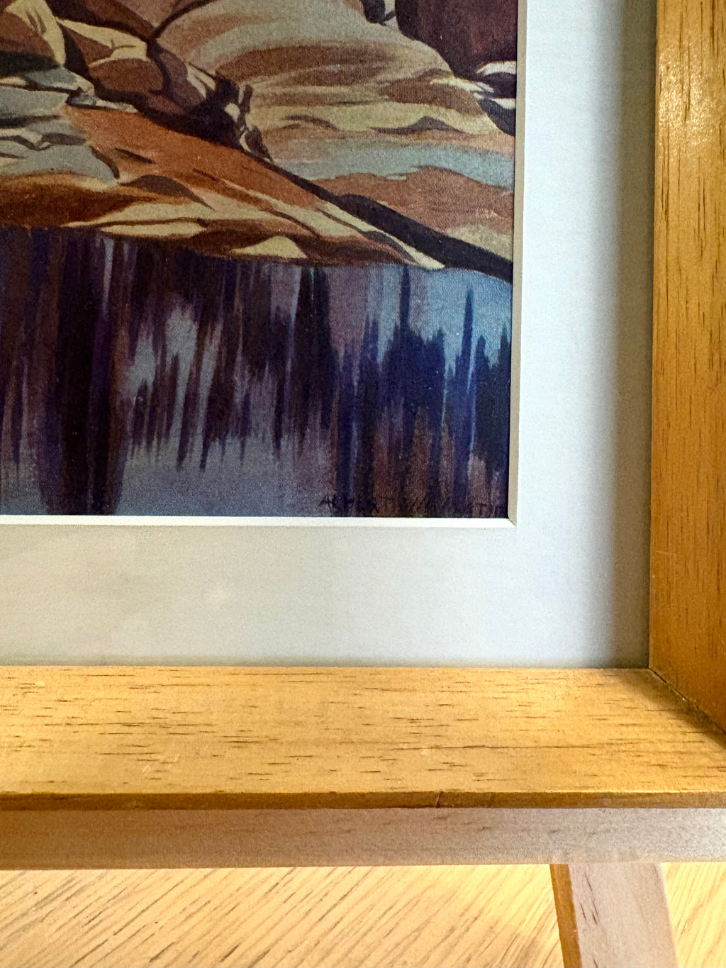 1944 Namatjira, Hermannsberg print, Central Australia. Framed mid century landscape