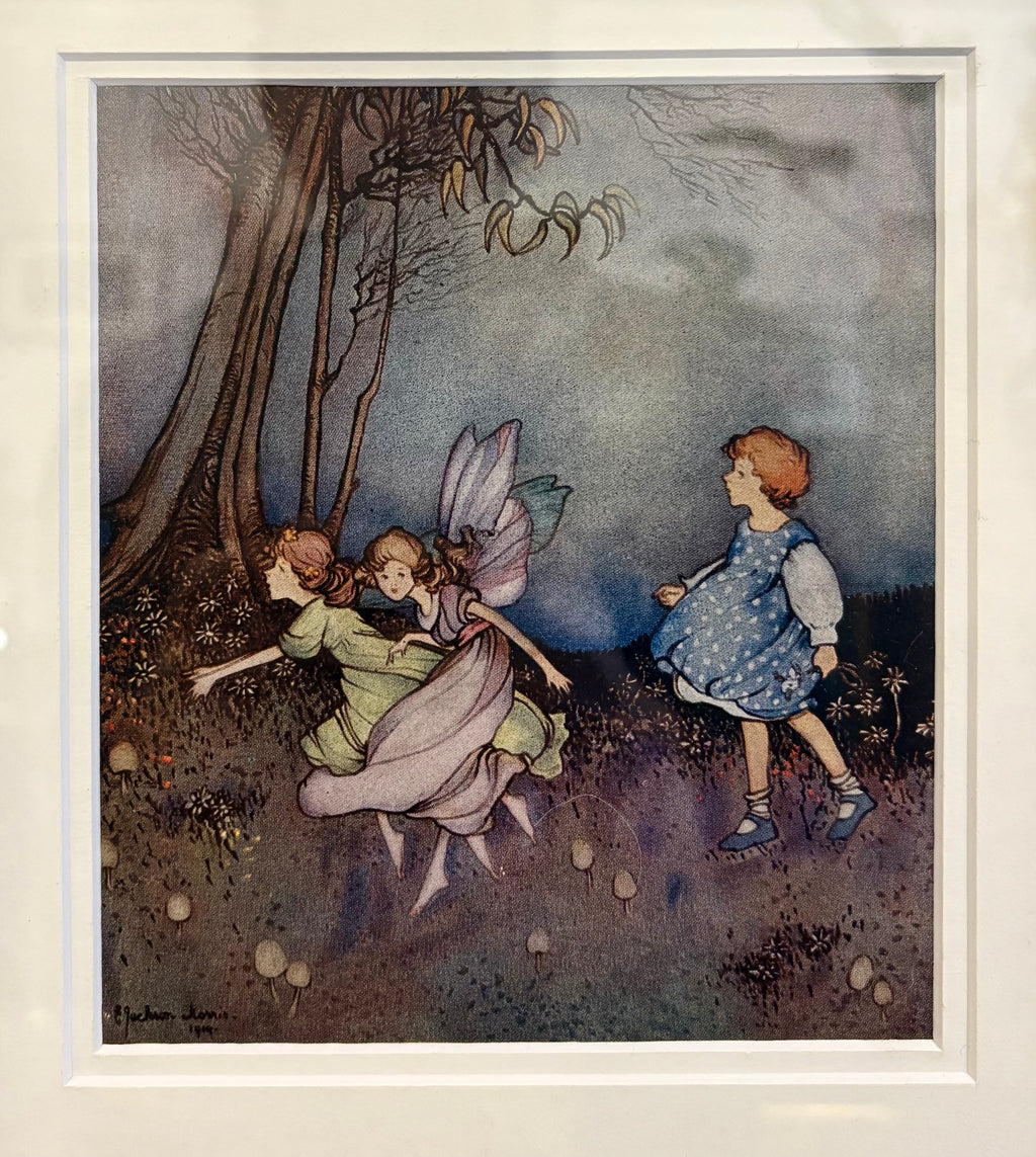 Rare Ethel Jackson Morris – Two Dainty Fairies (1921), ornate framed antique print