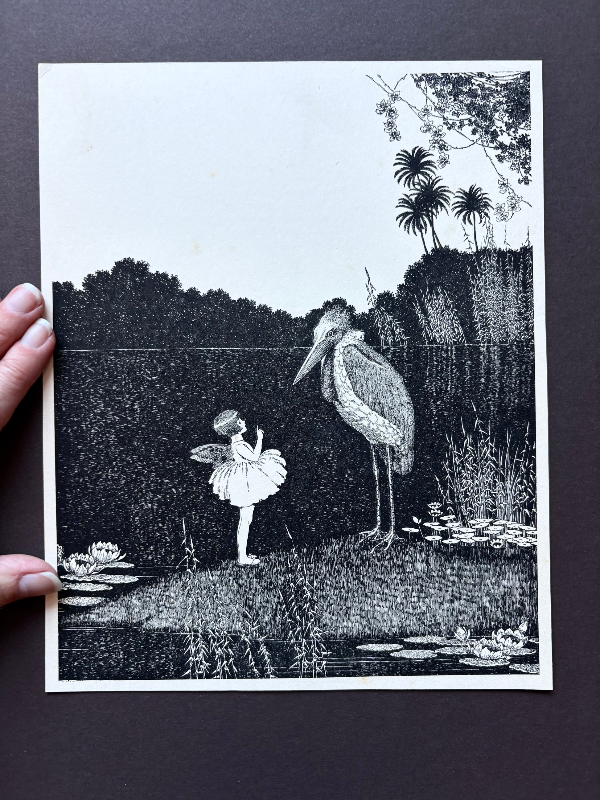 1931 Authentic antique Ida Rentoul Outhwaite print "Fairyland", 1st Edition UK,fairy, bird, art deco
